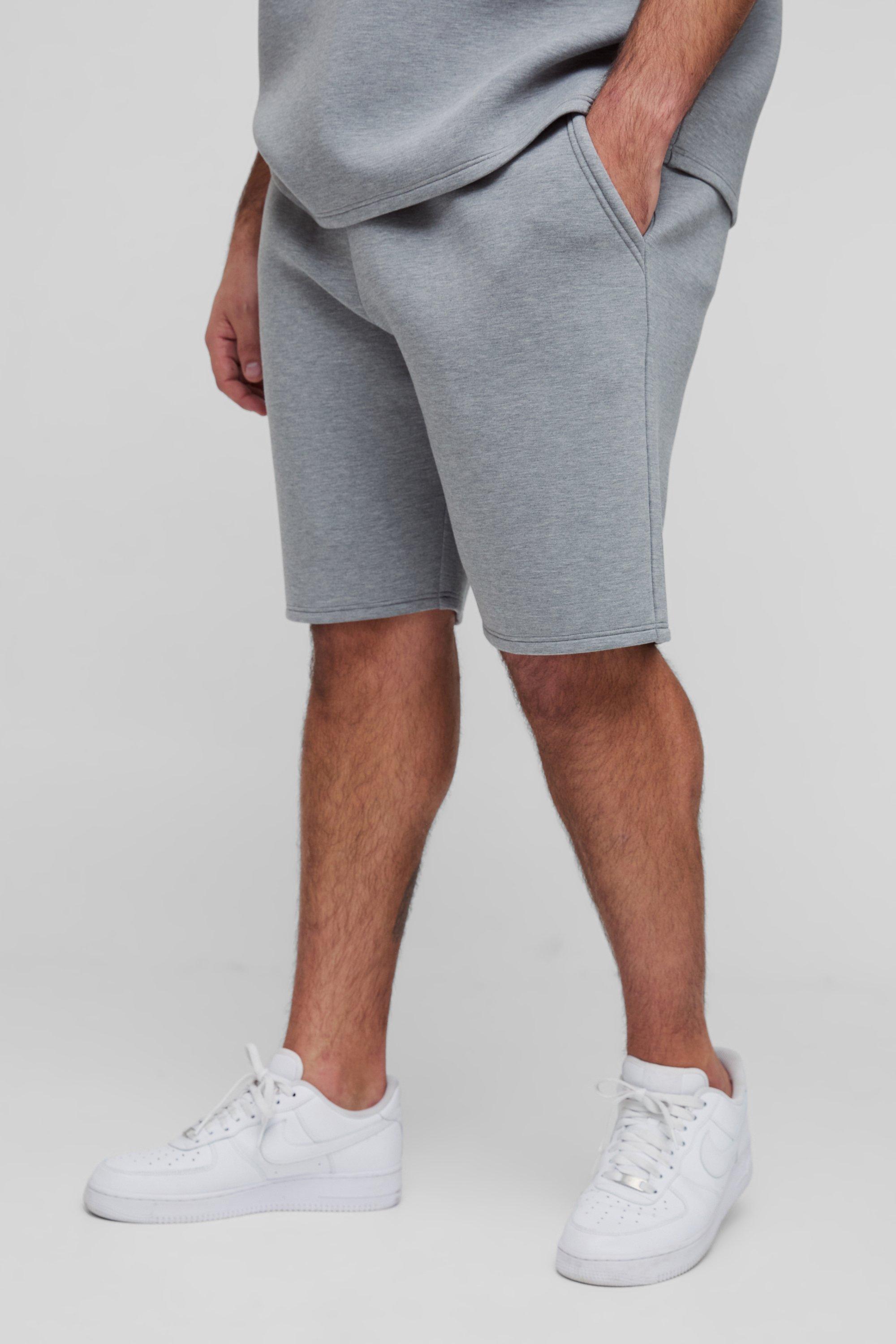 Pantaloncini Plus Size comodi in Scuba in mélange, Grigio