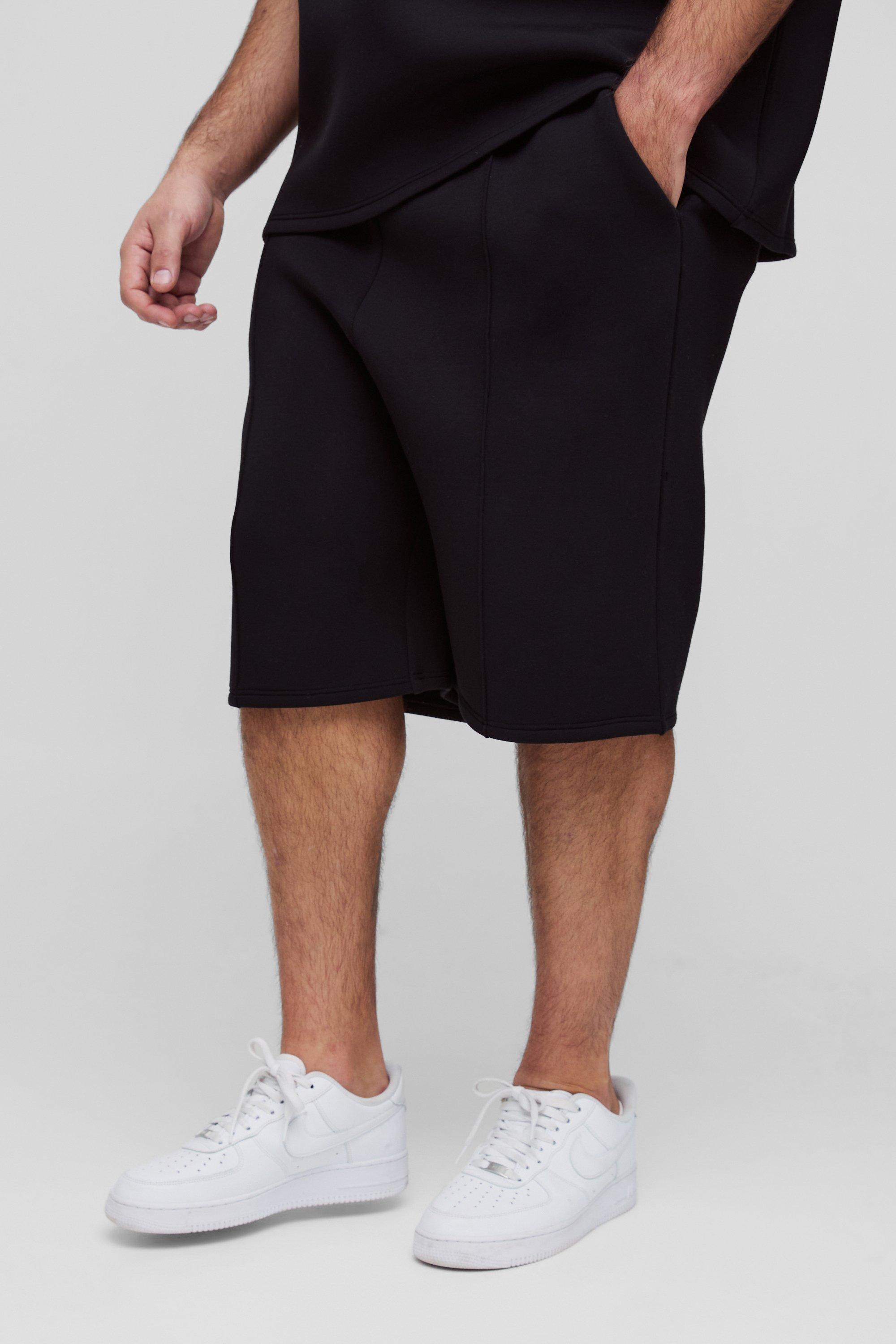 Pantaloncini Tall in Scuba oversize con cavallo sceso, Nero