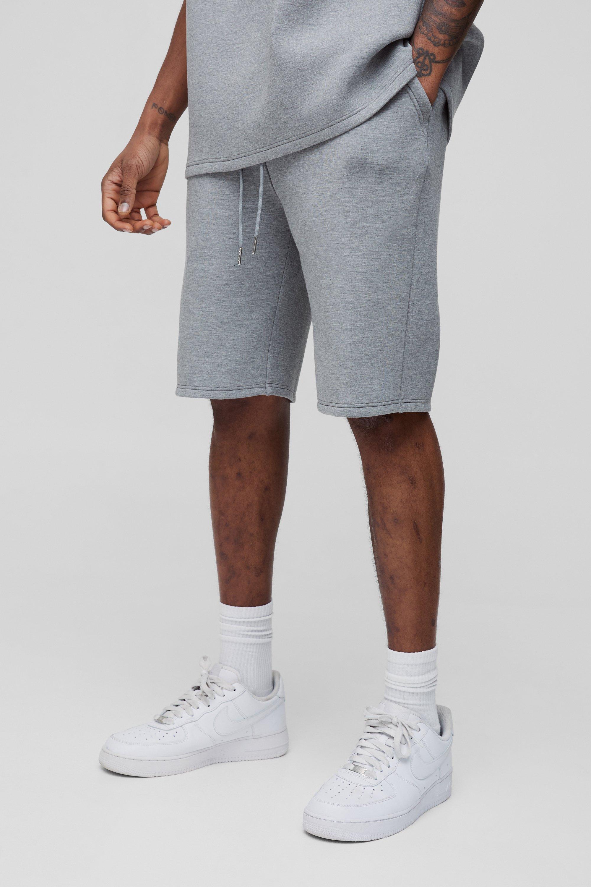 Pantaloncini Tall in scuba comodi in mélange, Grigio