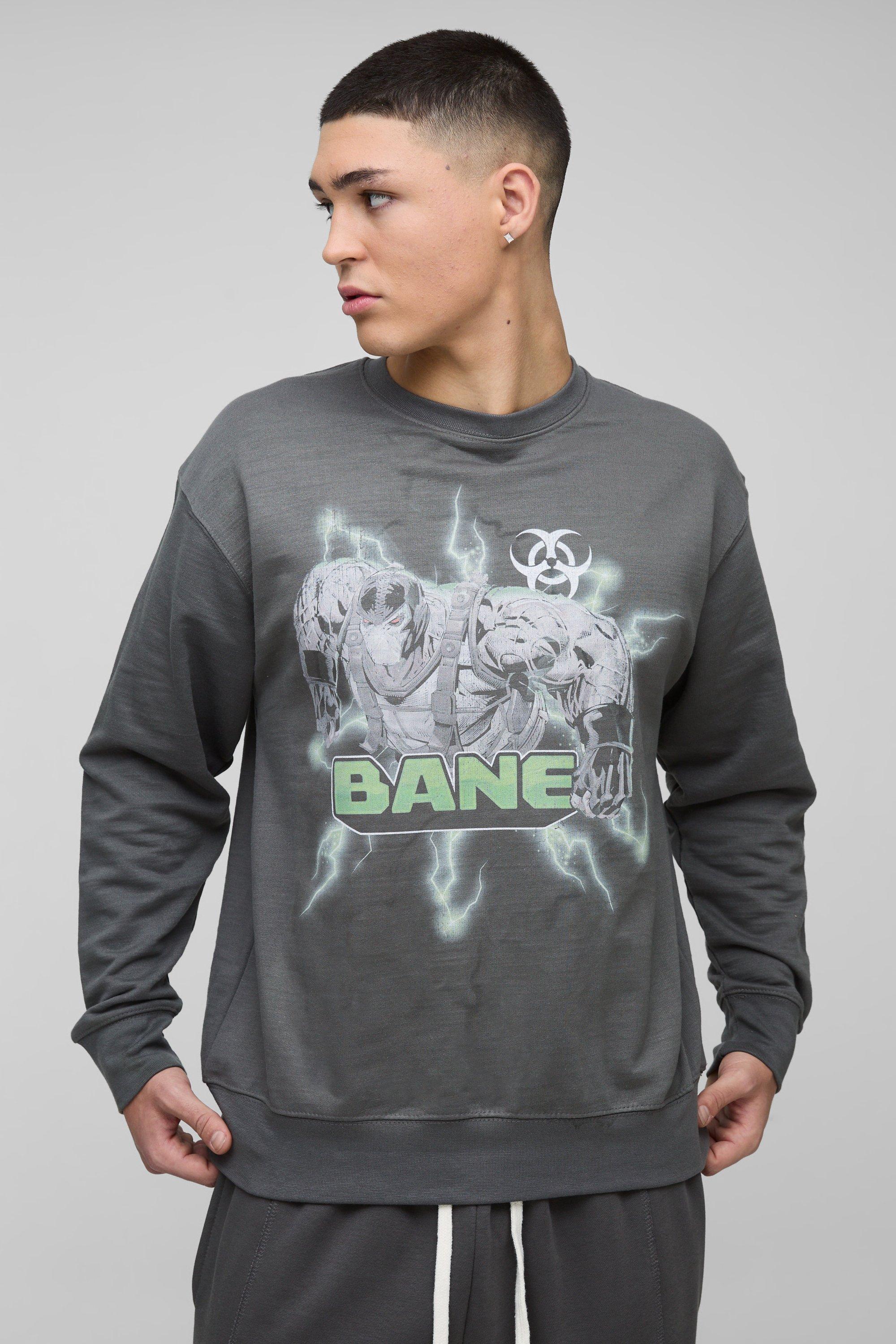 Mens Grey Regular Fit Bane License Print Sweatshirt, Grey