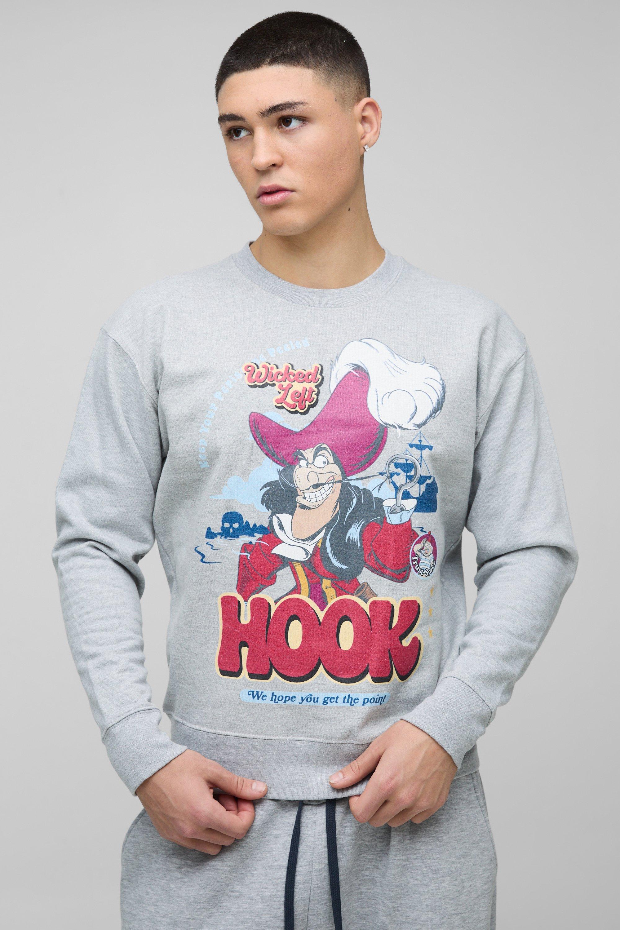 Felpa oversize ufficiale con stampa di Captain Hook, Grigio