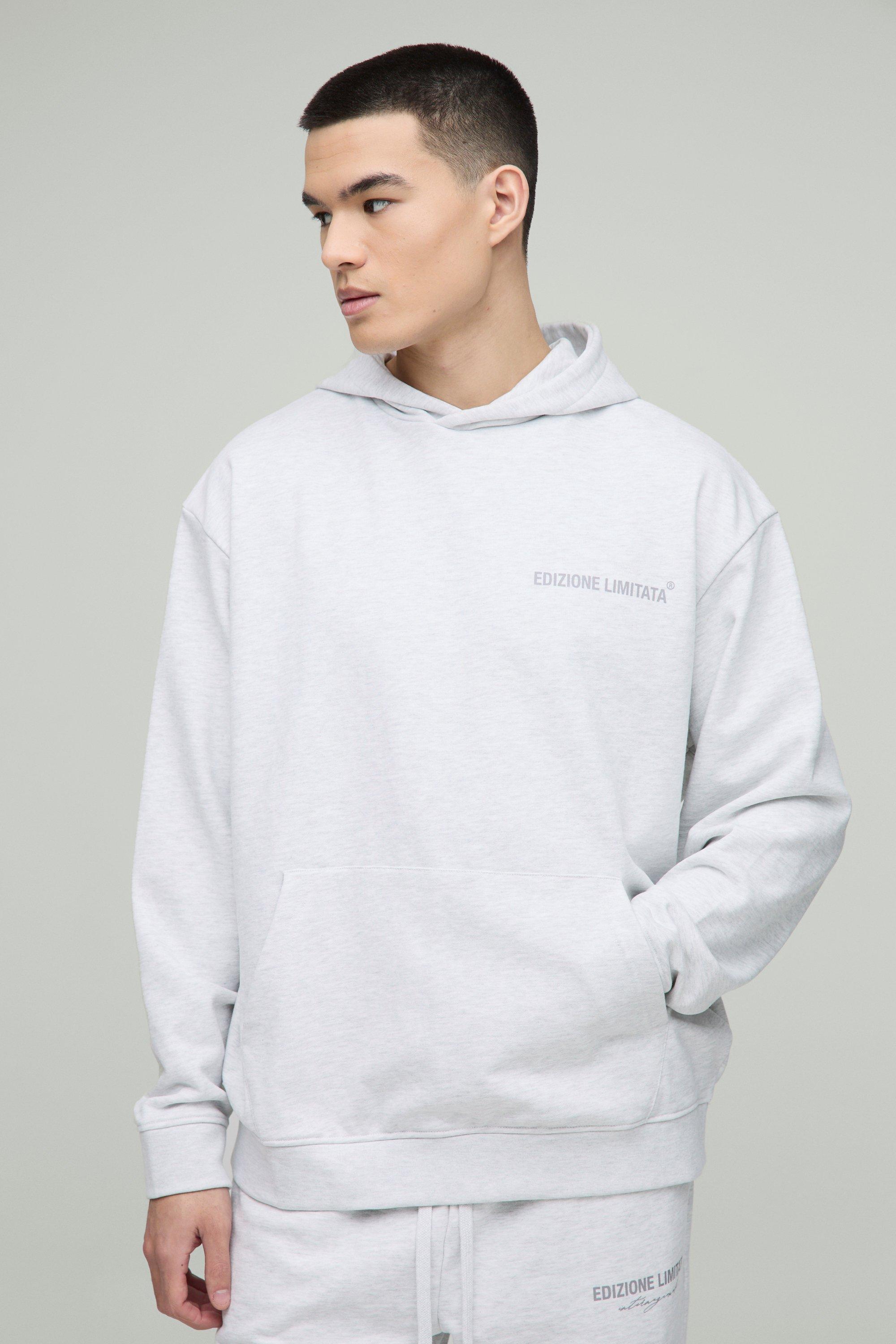 Image of Felpa oversize pesante Edizione Limitata con zip corta e cappuccio, Grigio