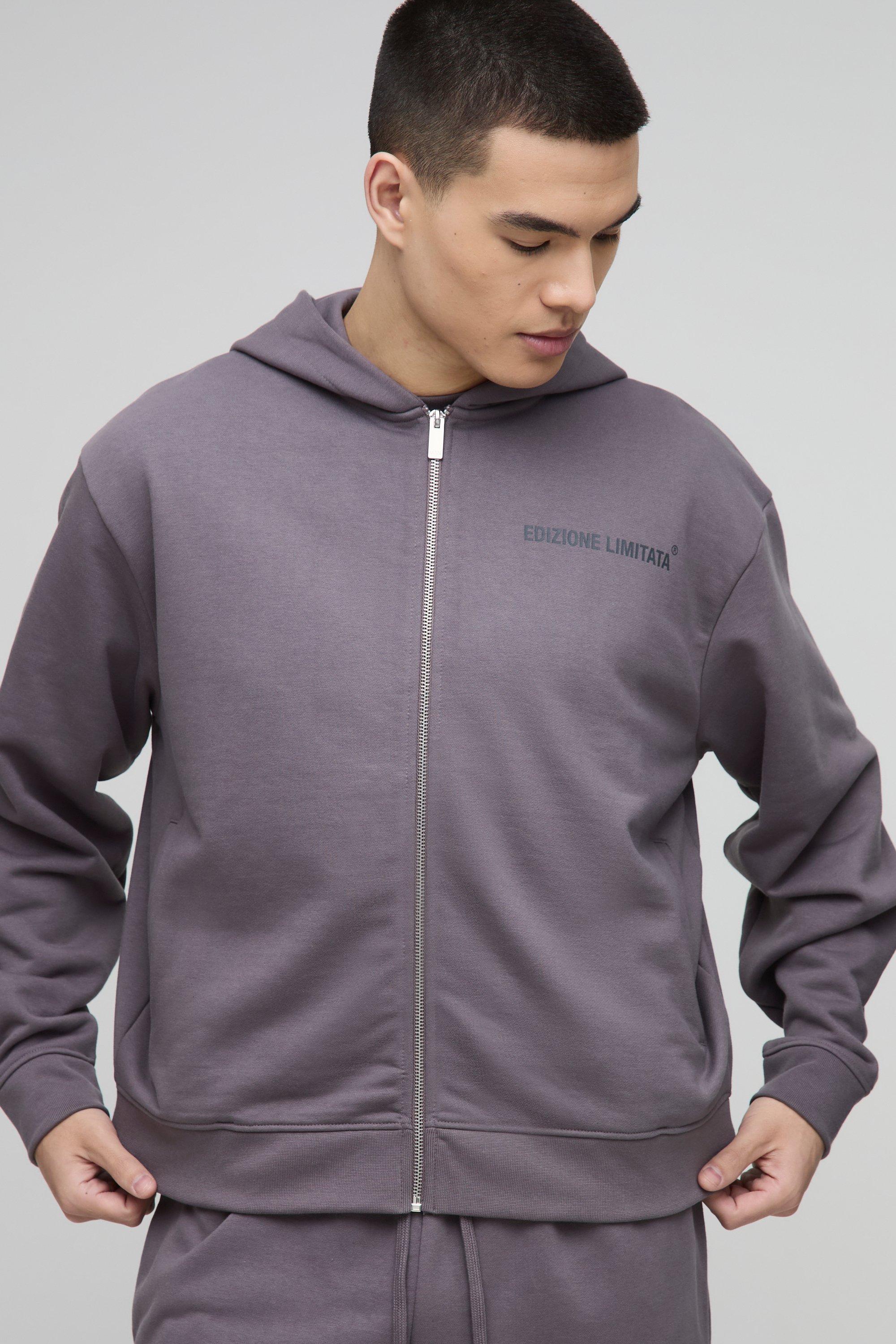 Image of Felpa squadrata oversize Edizione Limitata con zip e cappuccio, Purple