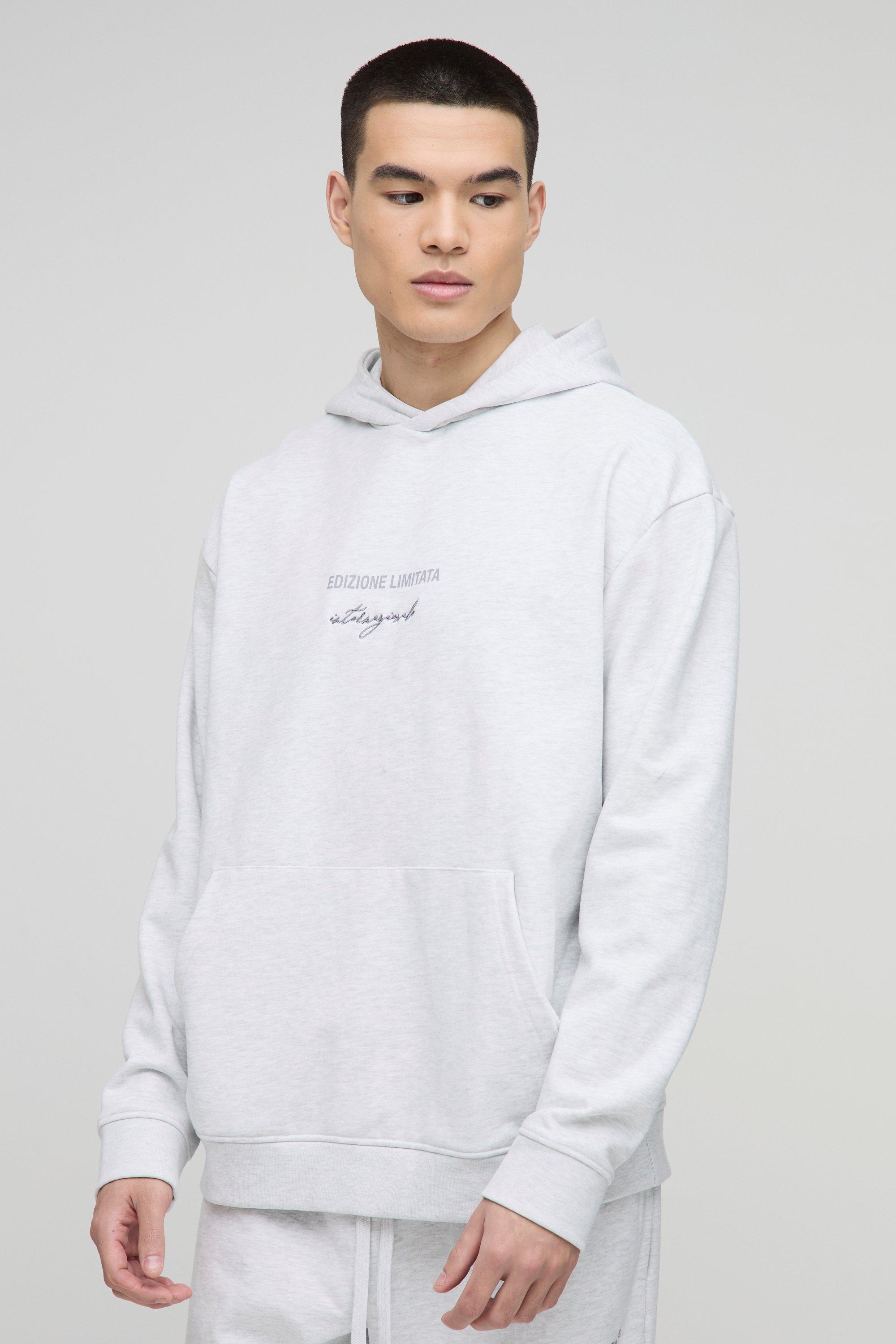 Mens Grey Oversized Edizione Limitata Heavyweight Hoodie, Grey