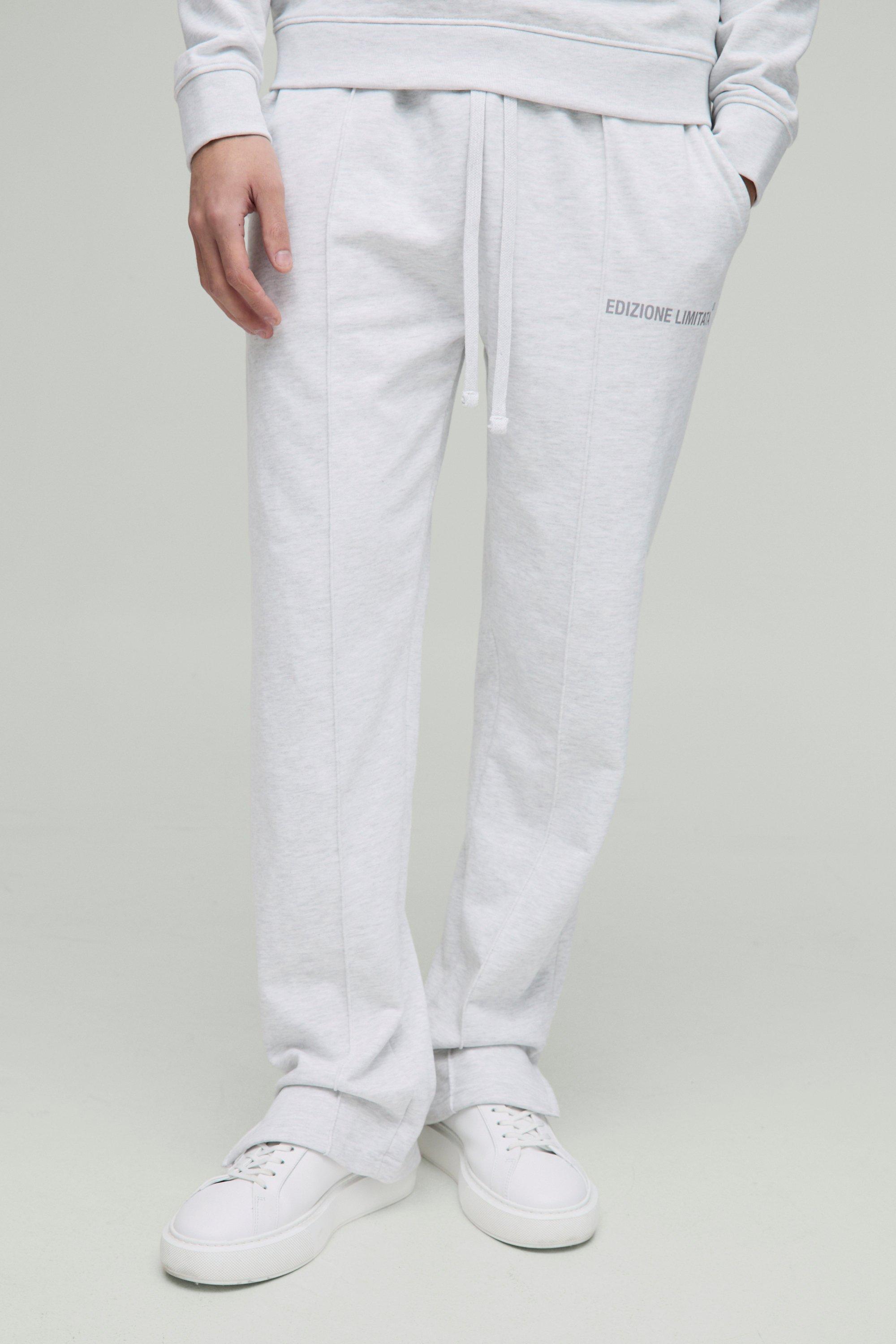 Image of Pantaloni tuta rilassati Edizione pesanti con nervature e spacco sul fondo, Grigio