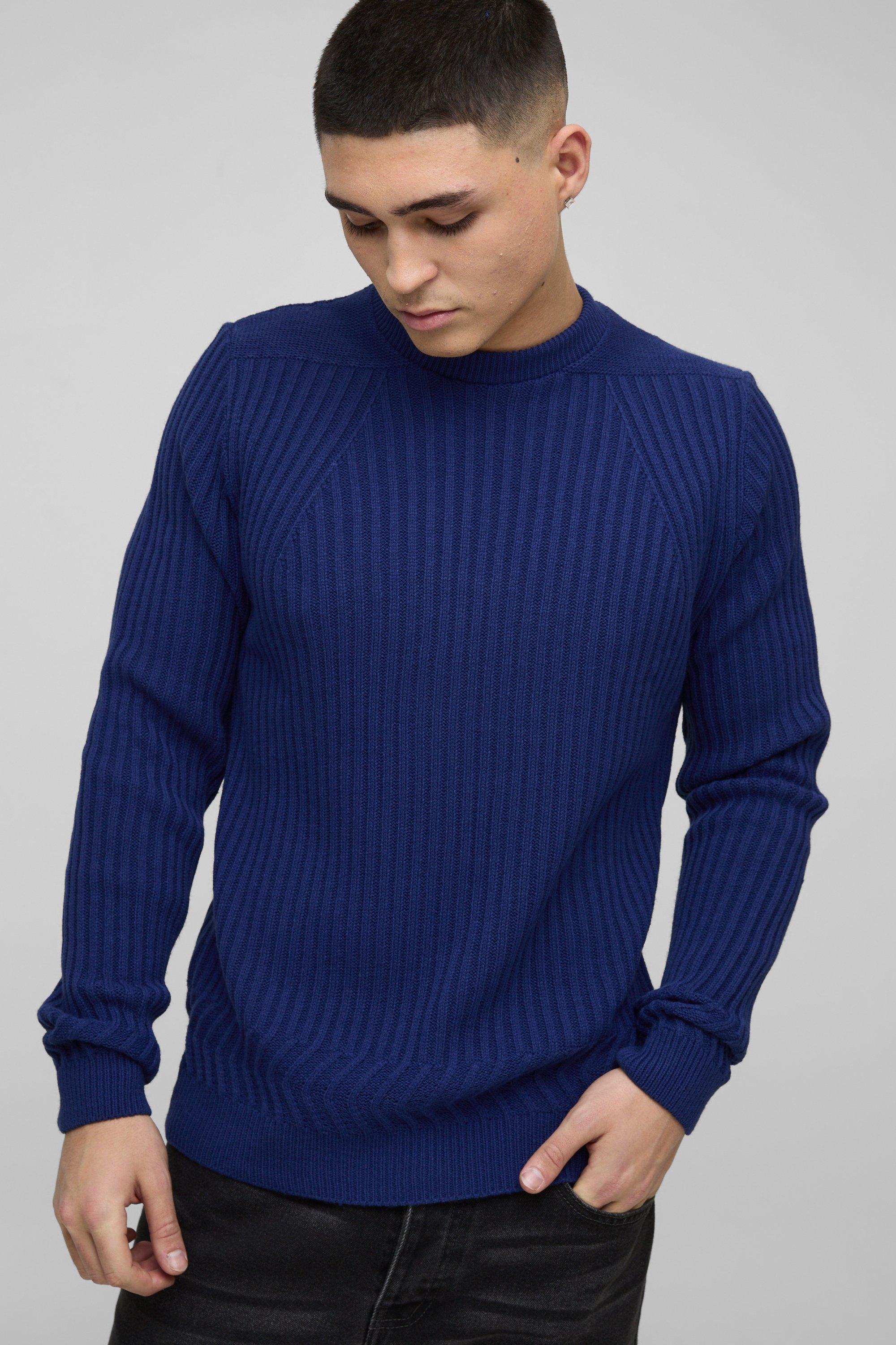 Maglione Regular Fit con fondo intrecciato, Azzurro