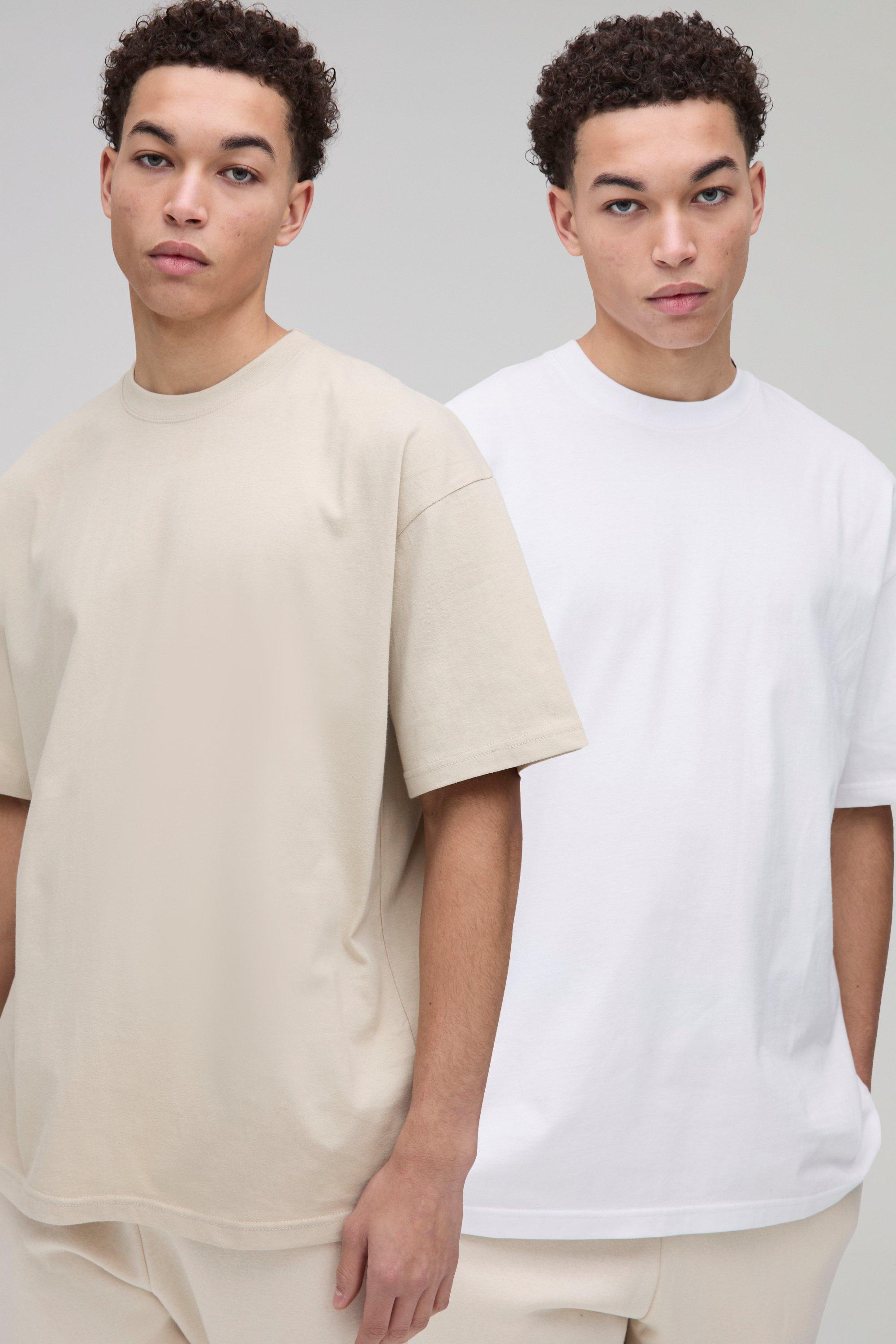 T-shirt oversize pesanti a girocollo - set di 2 paia, Multi