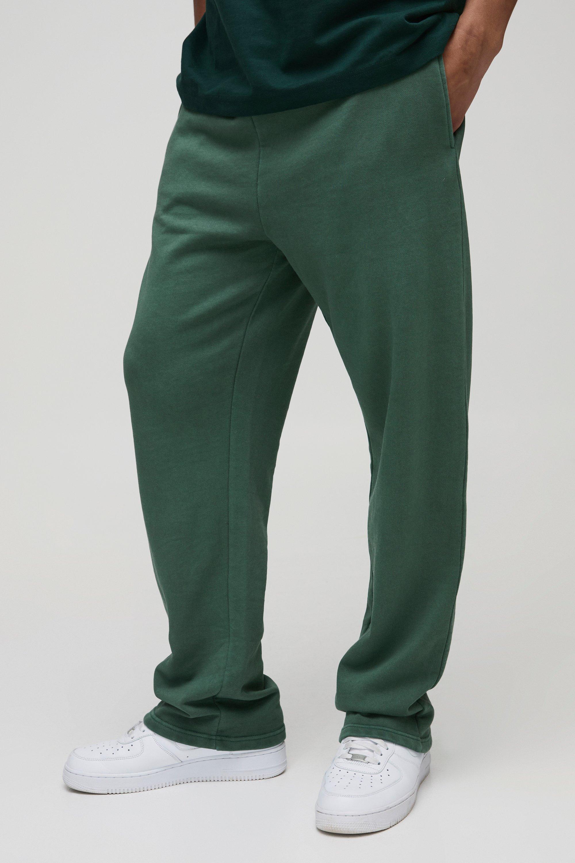 Mens Green Relaxed Drop Crotch Seam Wash Jogger, Green