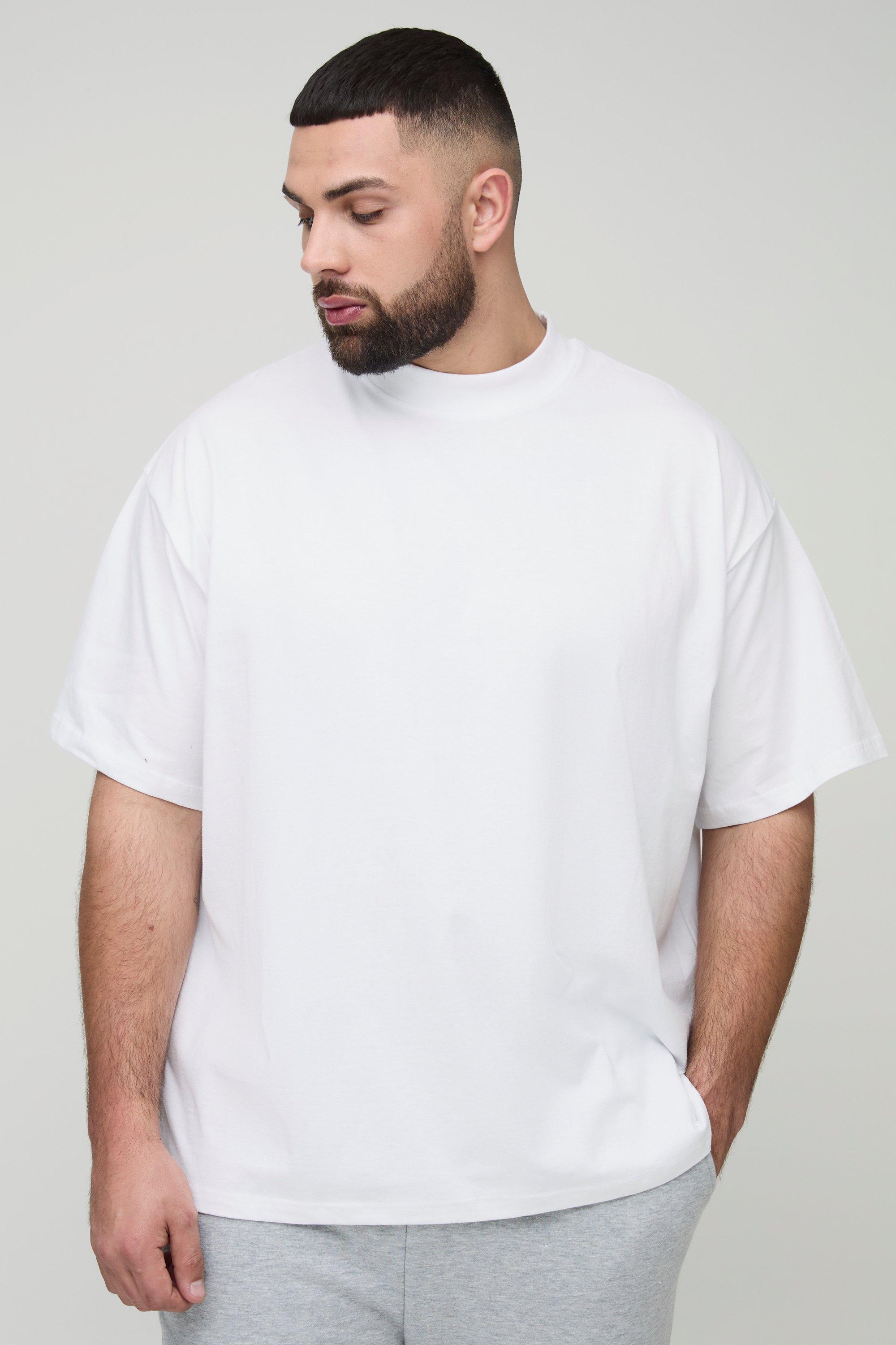 T-shirt Plus Size oversize con girocollo esteso, Bianco