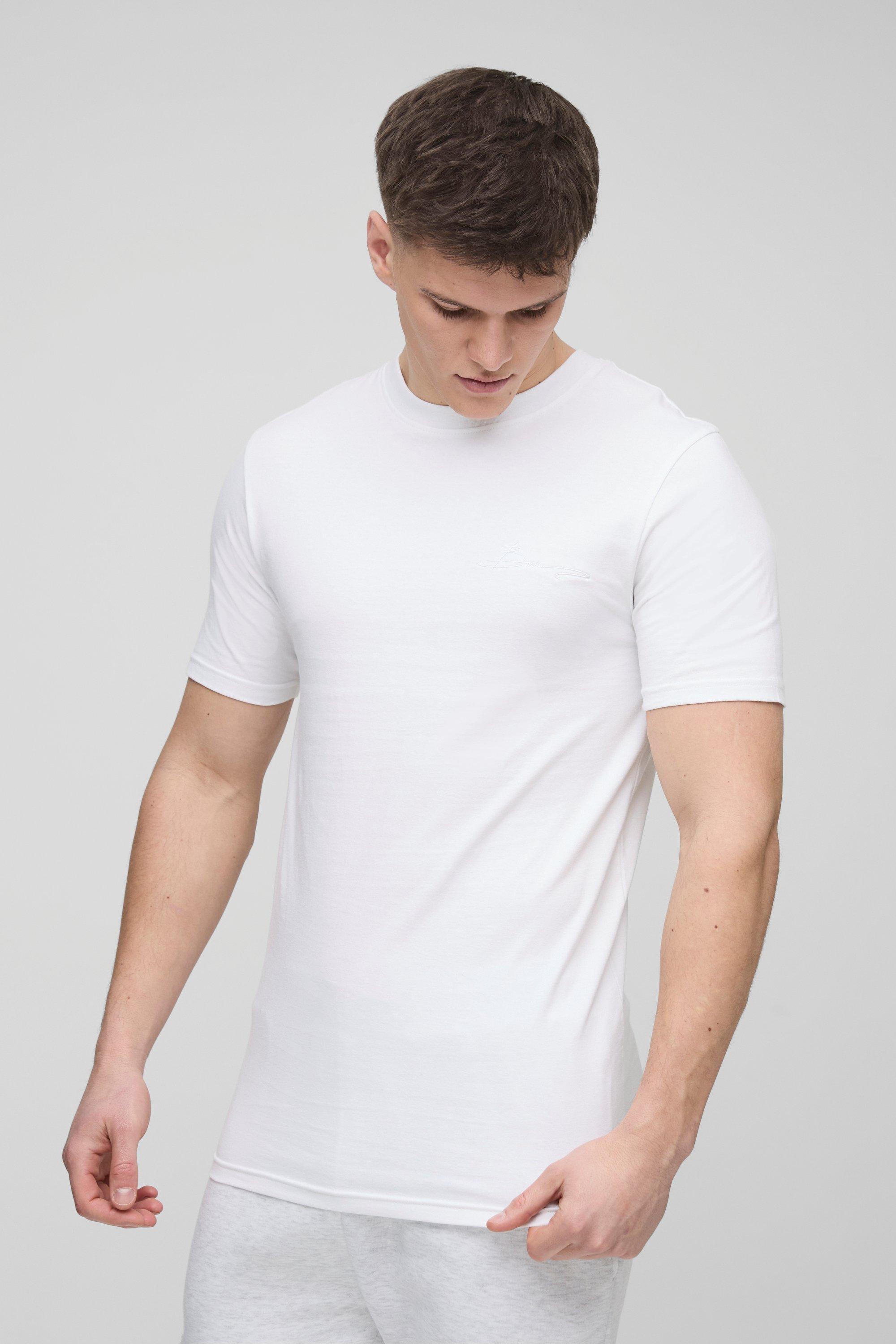Mens White Tall Muscle Fit Homme T-shirt, White