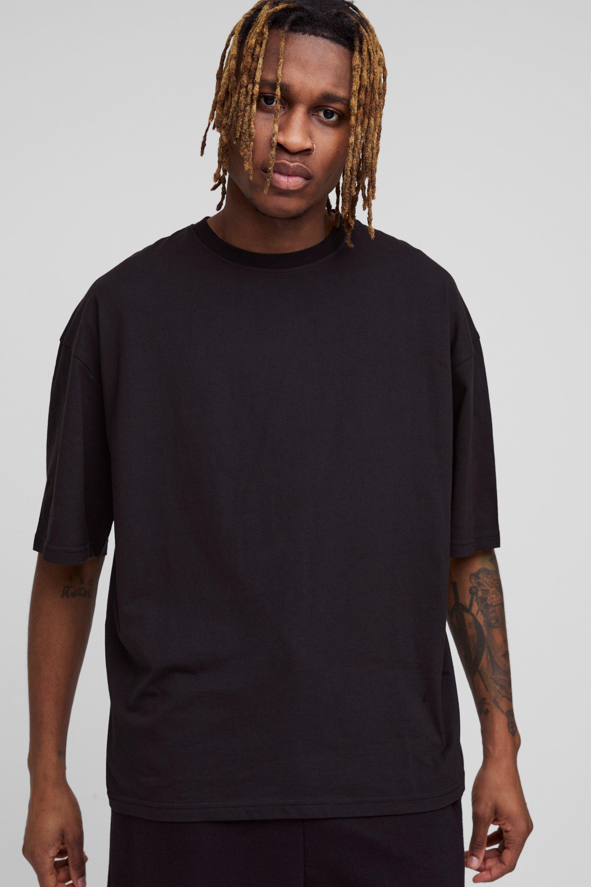 Tall Oversized Boxy Basic T-shirt, Nero