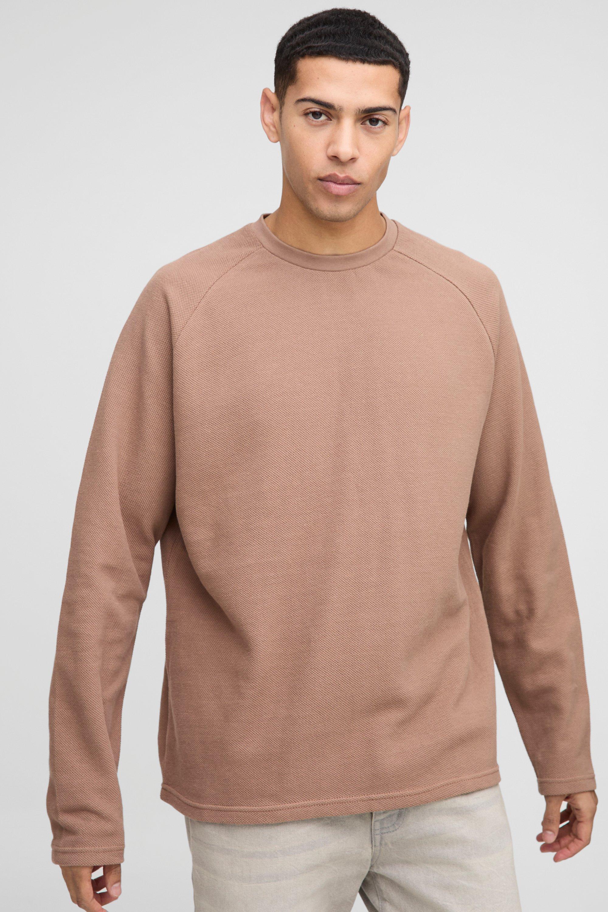 T-shirt oversize a maniche lunghe in piqué con maniche raglan, Brown