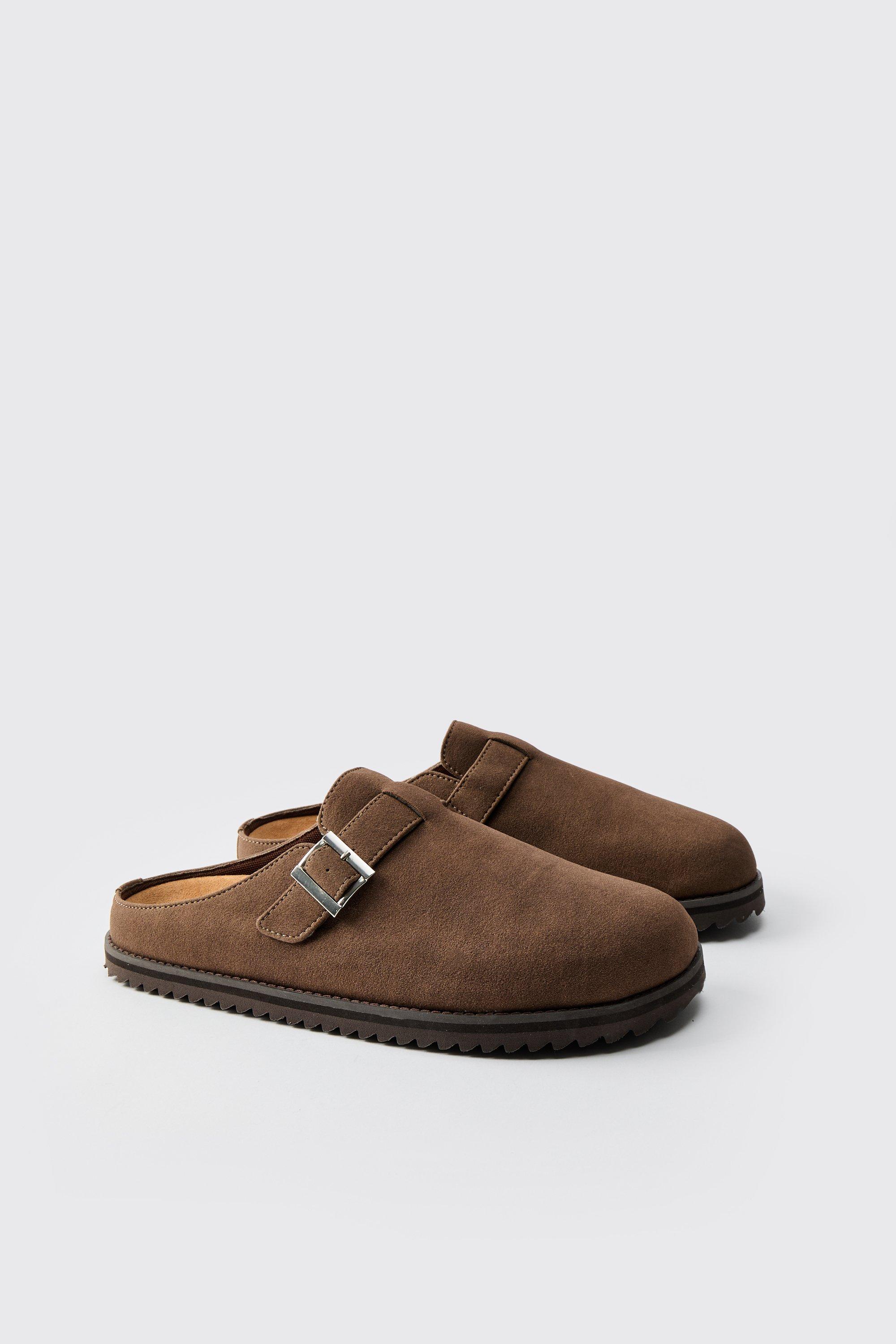 Sandali Mules con suola Skater e fibbia, Brown