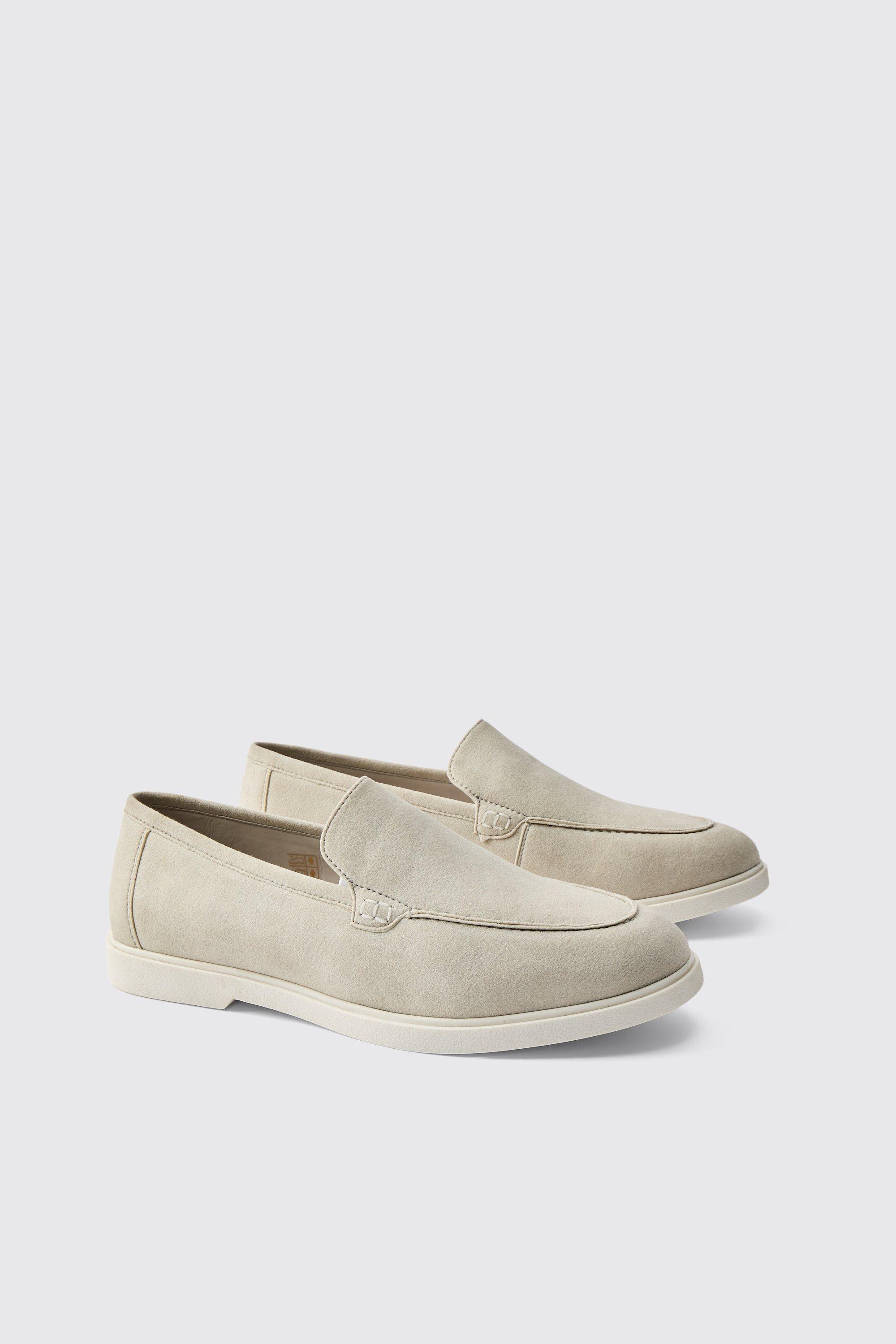 Mens Beige Faux Suede Loafer, Beige