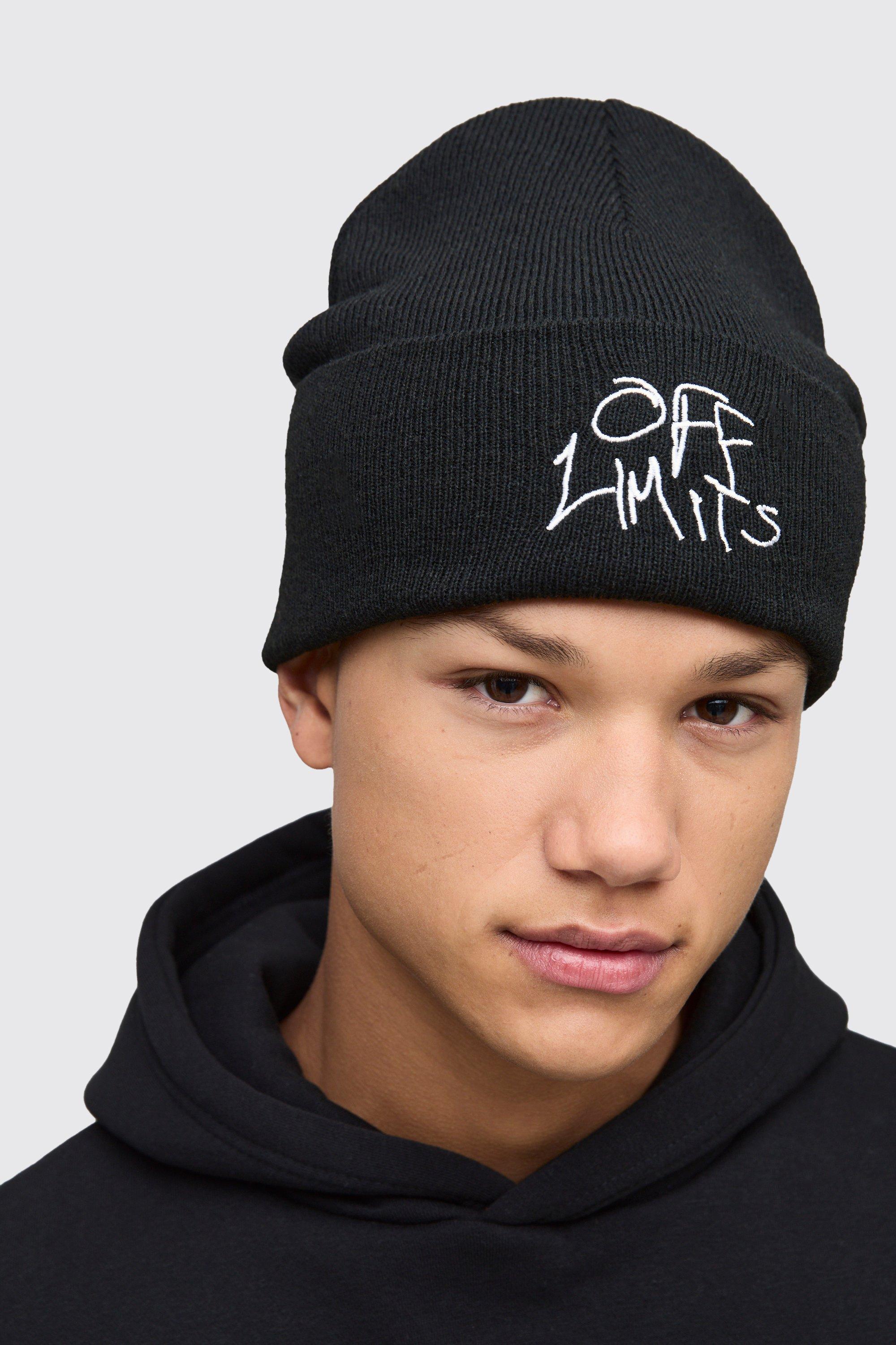 Boohoo Off Limits Script Beanie, Black