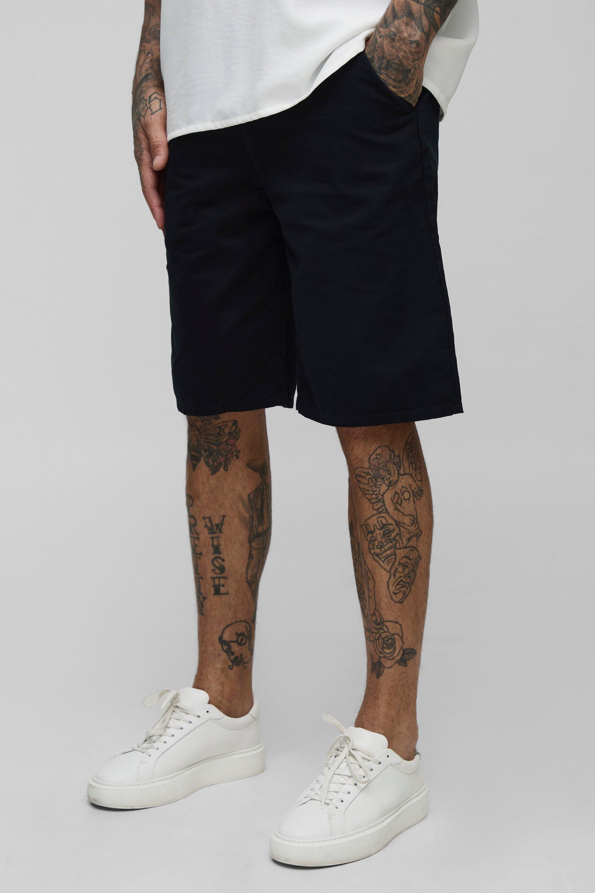 Mens Black Tall Relaxed Fit Chino Shorts, Black