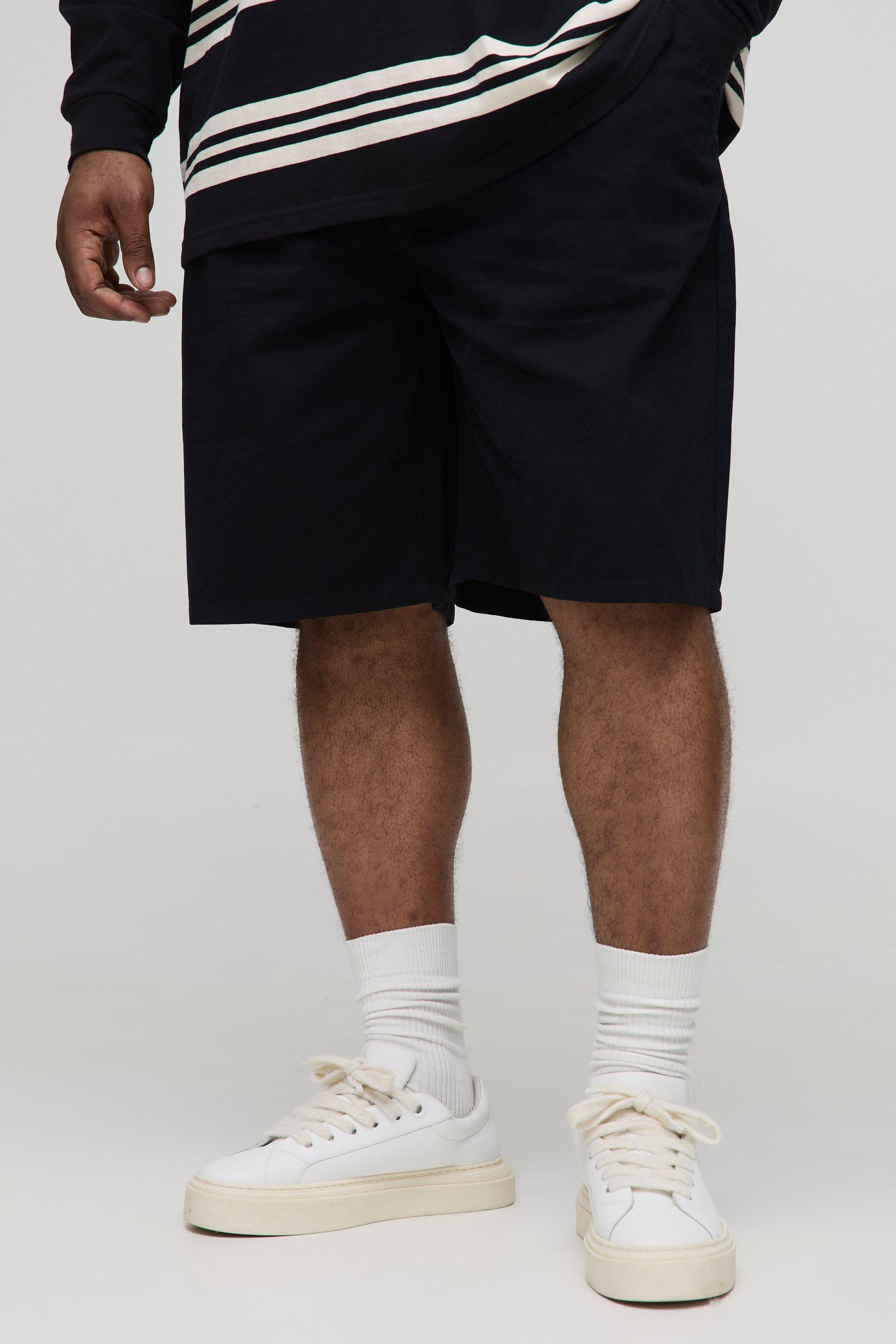 Mens Black Plus Relaxed Fit Chino Shorts, Black