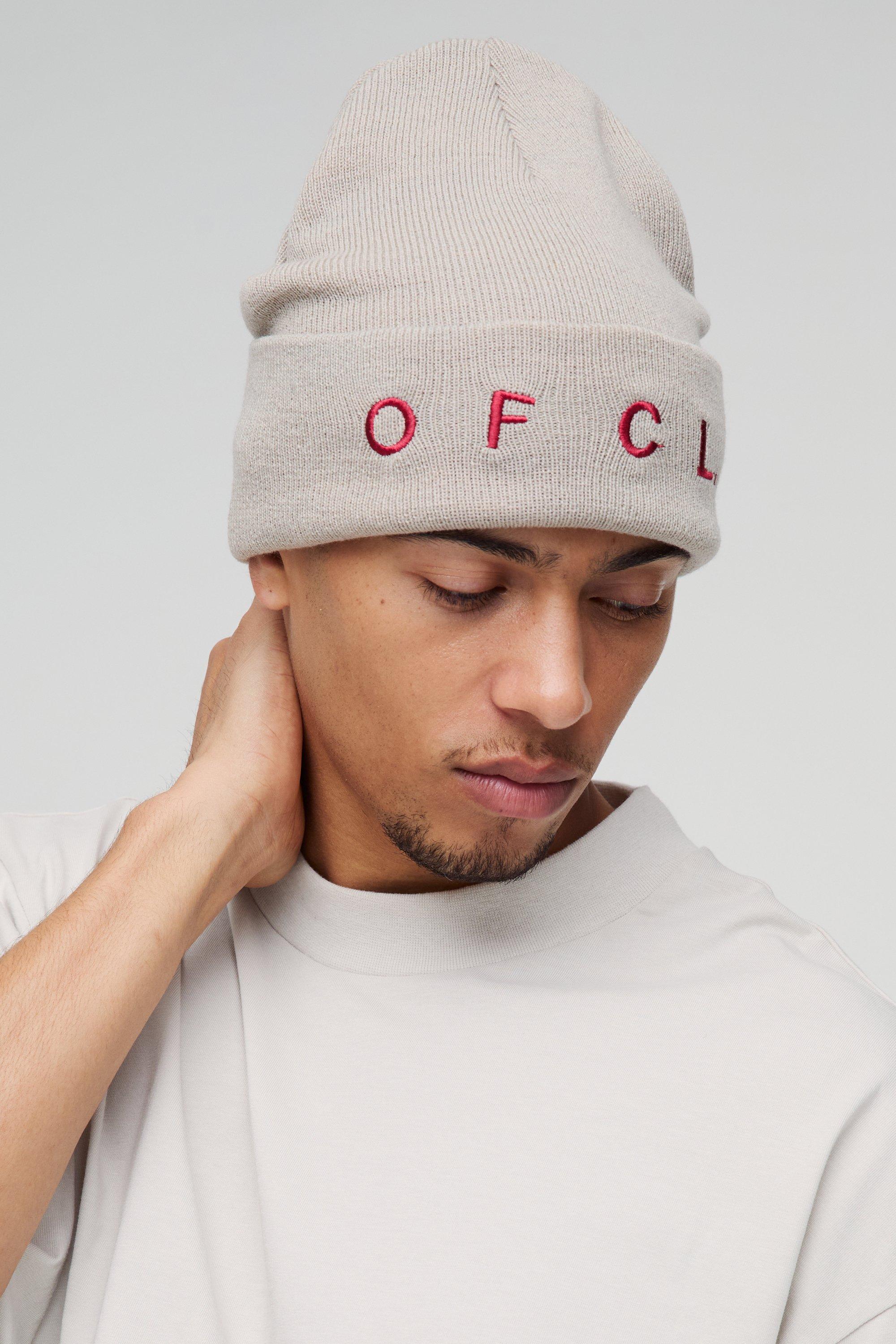 Mens Cream Ofcl Script Beanie, Cream