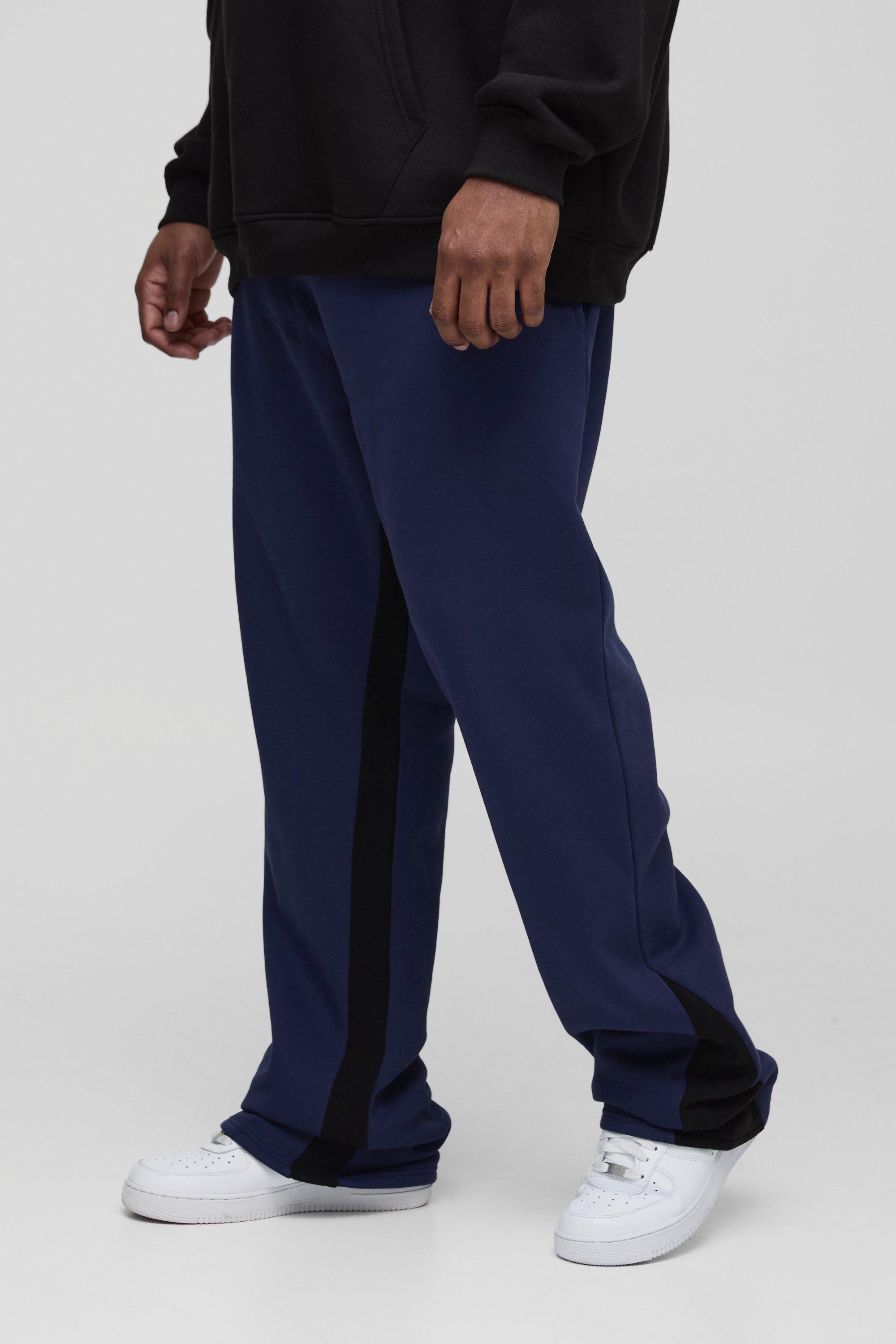 Pantaloni tuta Plus Size con inserti e pieghe sul fondo, Navy