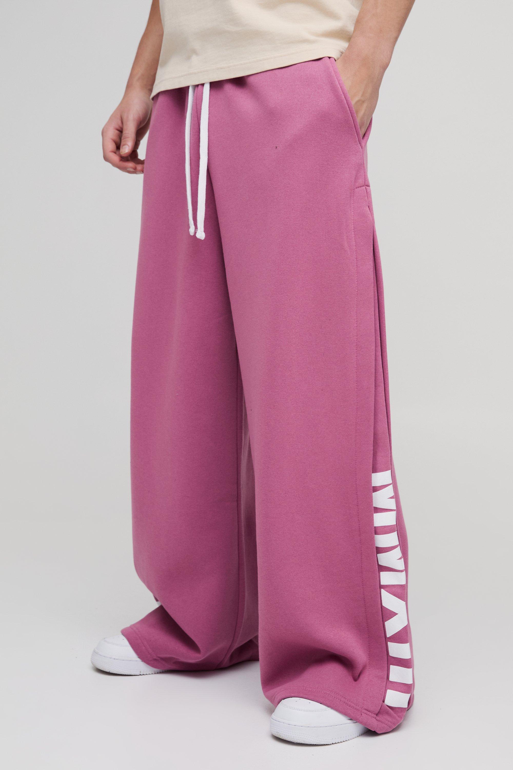 Mens Purple Extreme Wide Leg Pleated Gusset Jogger, Purple