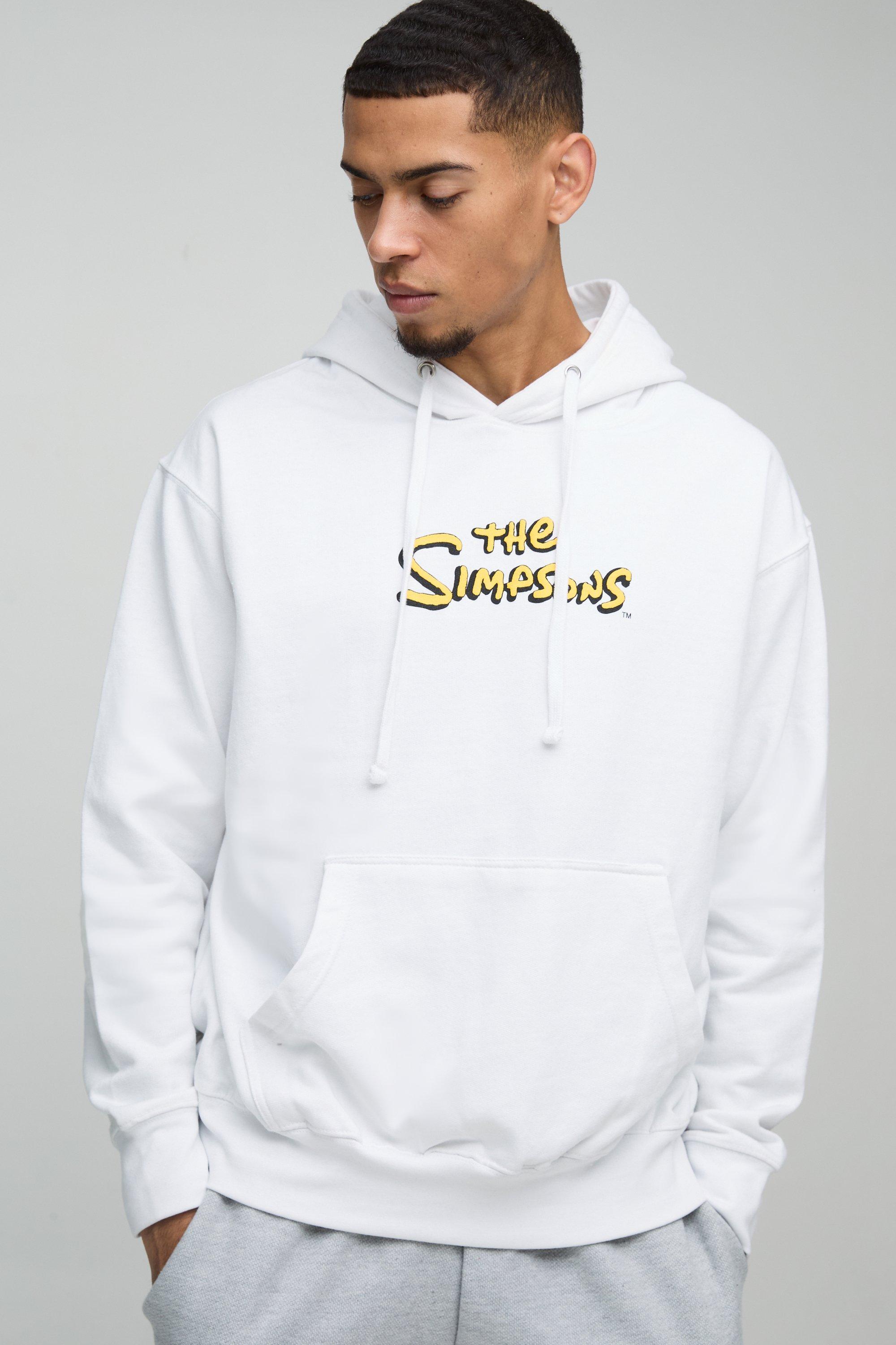 Felpa oversize con stampa ufficiale dei Simpson e cappuccio, Bianco
