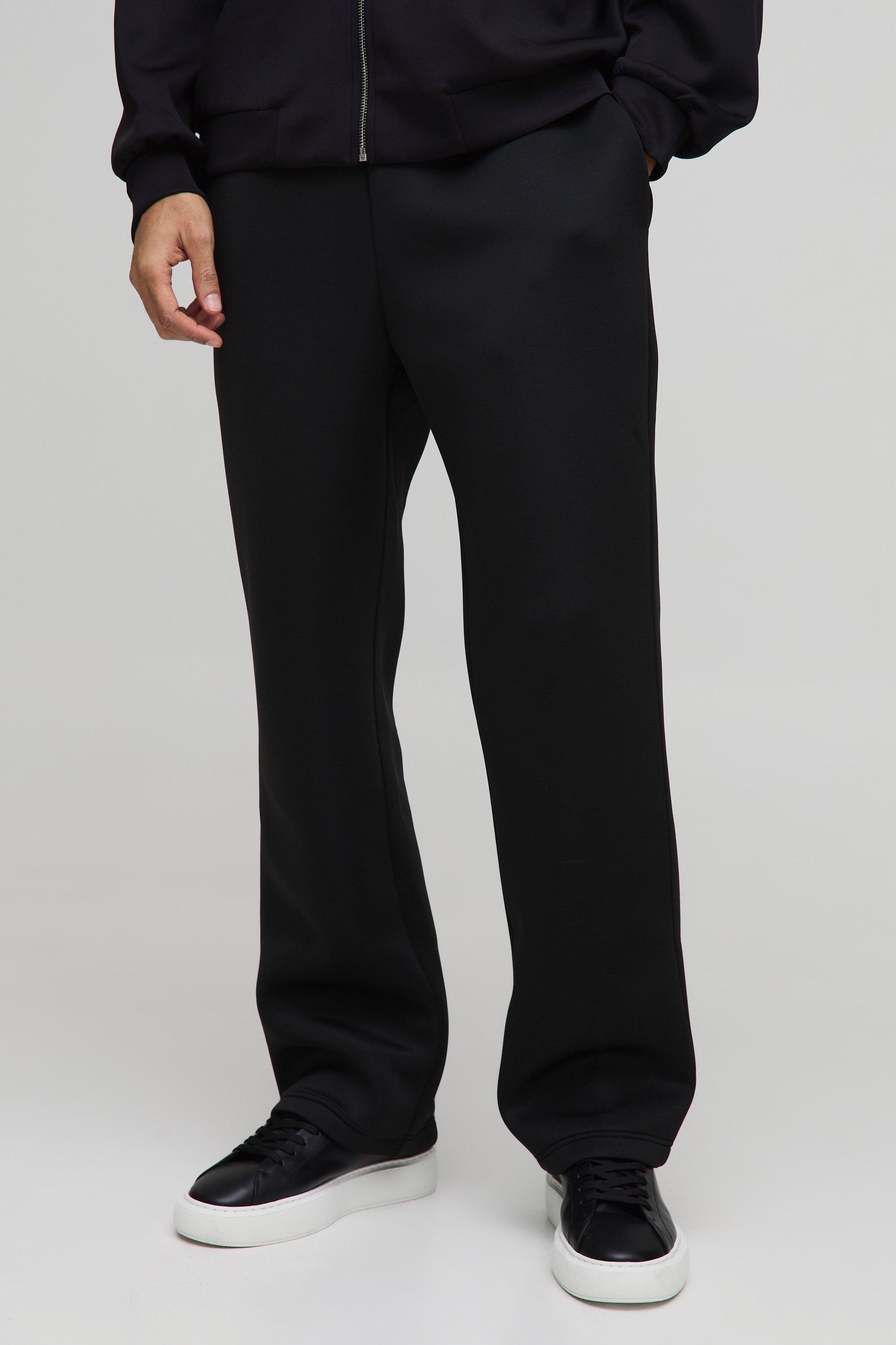Mens Black Straight Leg Bonded Scuba Joggers, Black