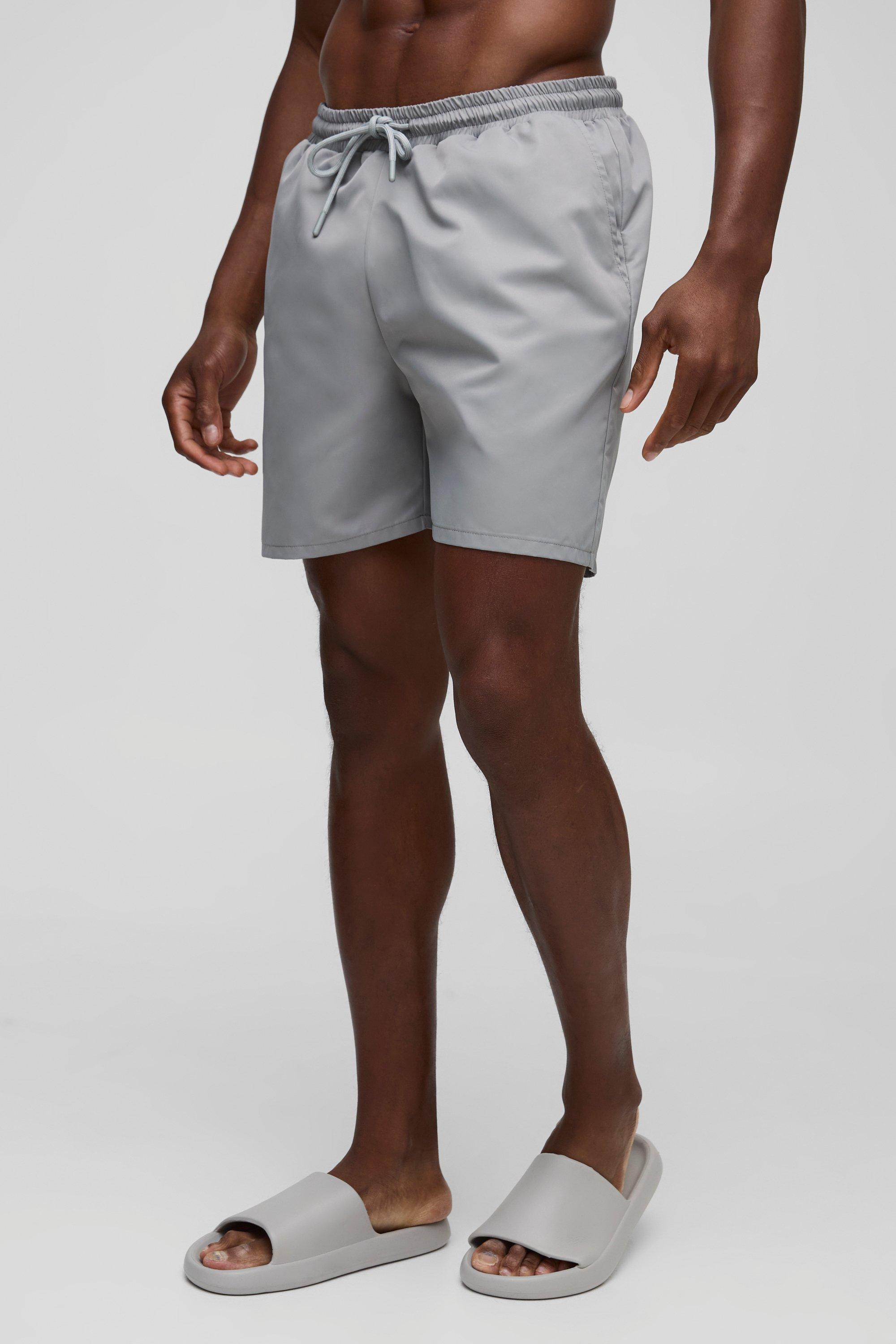 Mens Mid Length Swim Short in Grey, Grey