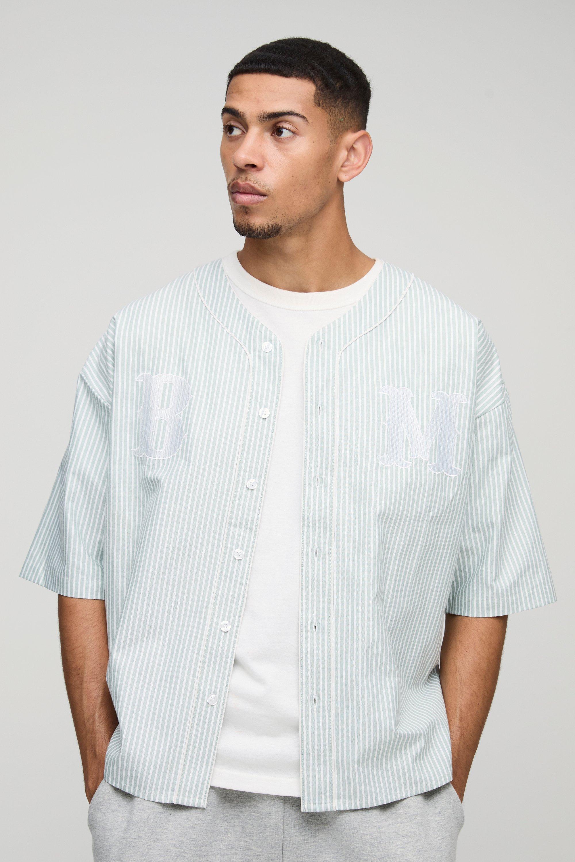 Camicia da baseball oversize con applique, Verde