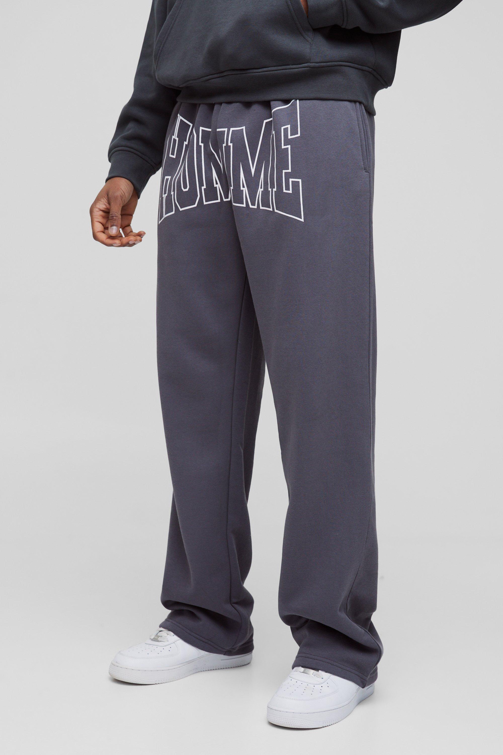 Mens Grey Tall Straight Leg Homme Joggers, Grey