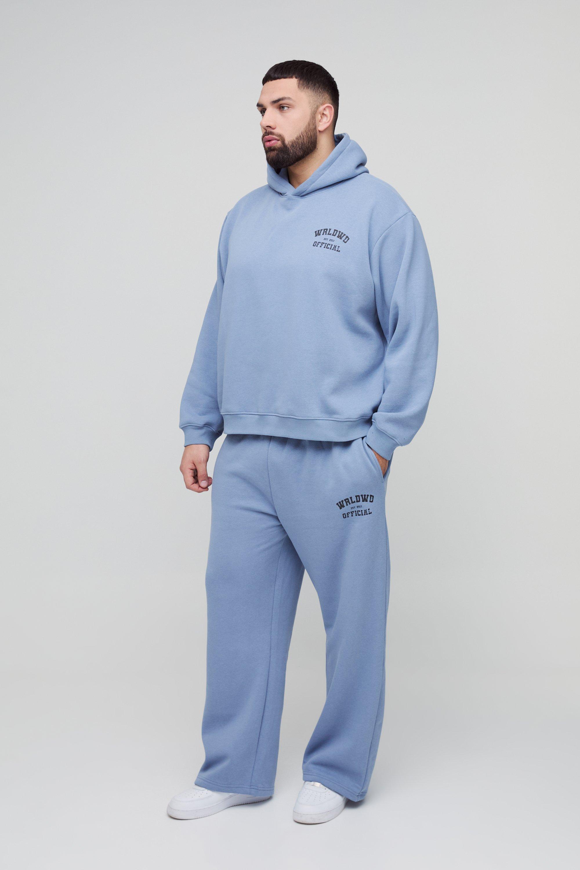 Plus Oversized Boxy Official Hooded Tracksuit, Azzurro