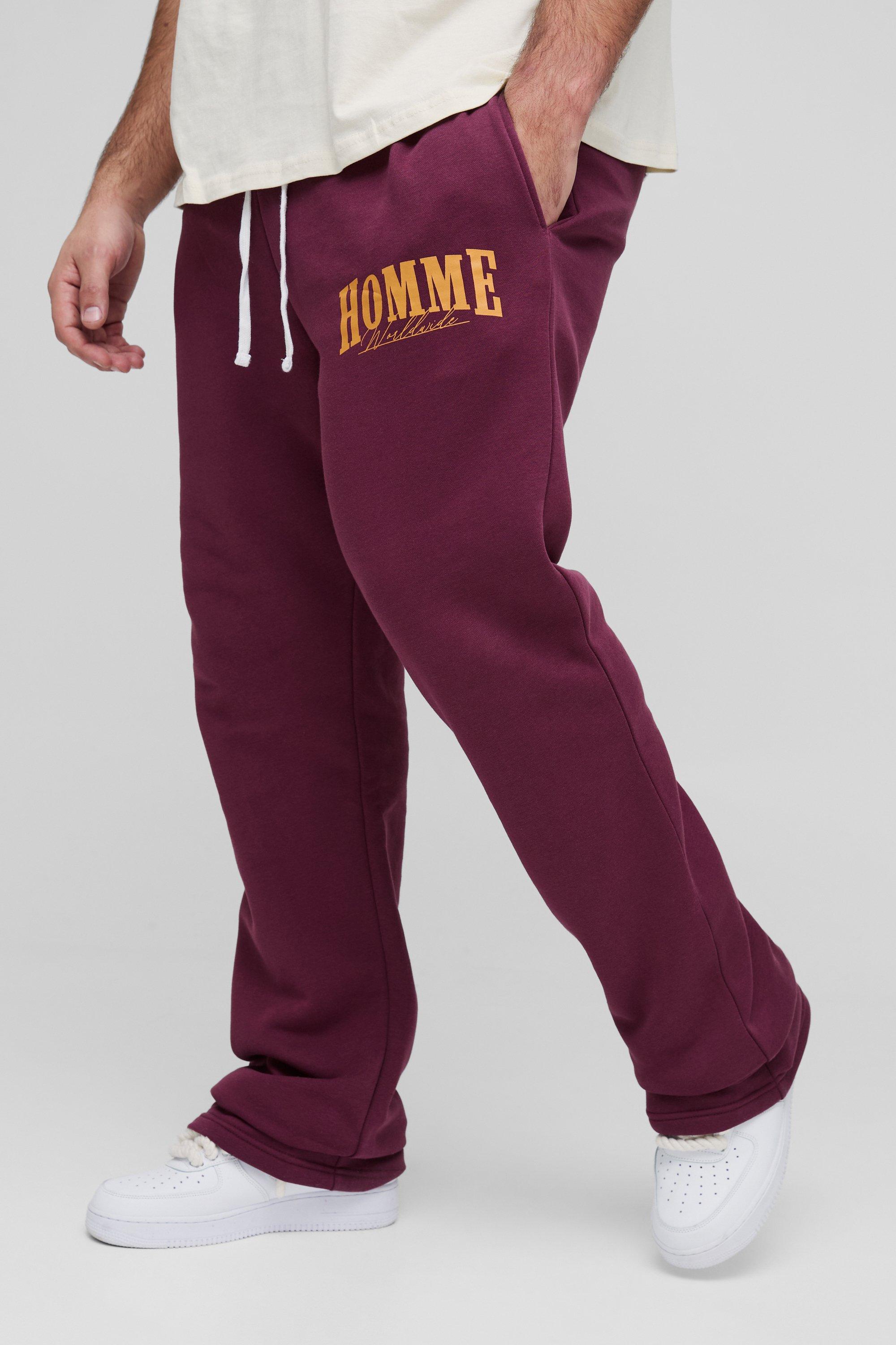 Plus Slim Homme Stacked Flare Joggers, Rosso