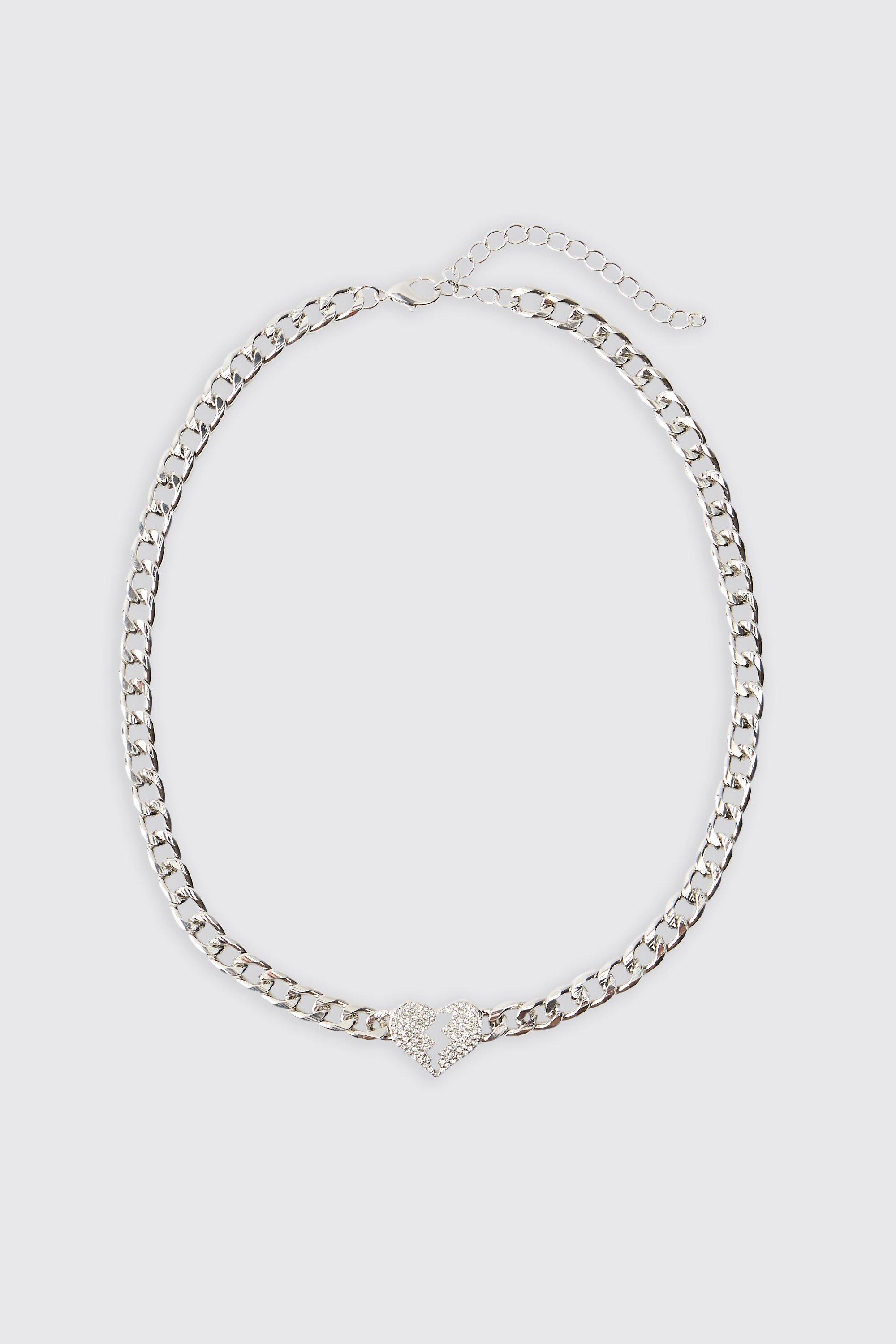 Collana in argento con cuore ghiacciato, Grigio