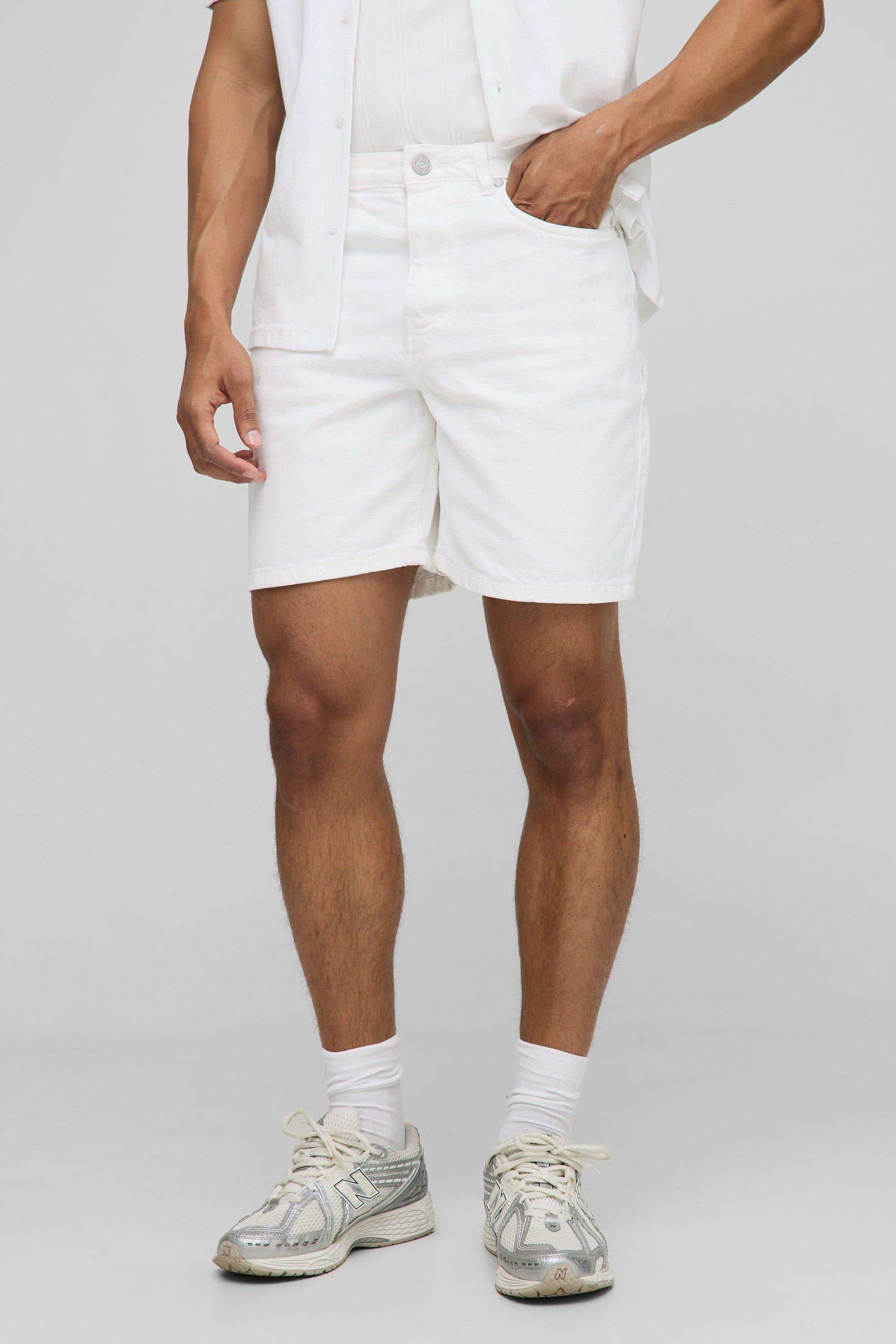Image of Jeans Rilassati In Denim Rigido Bianco, Bianco