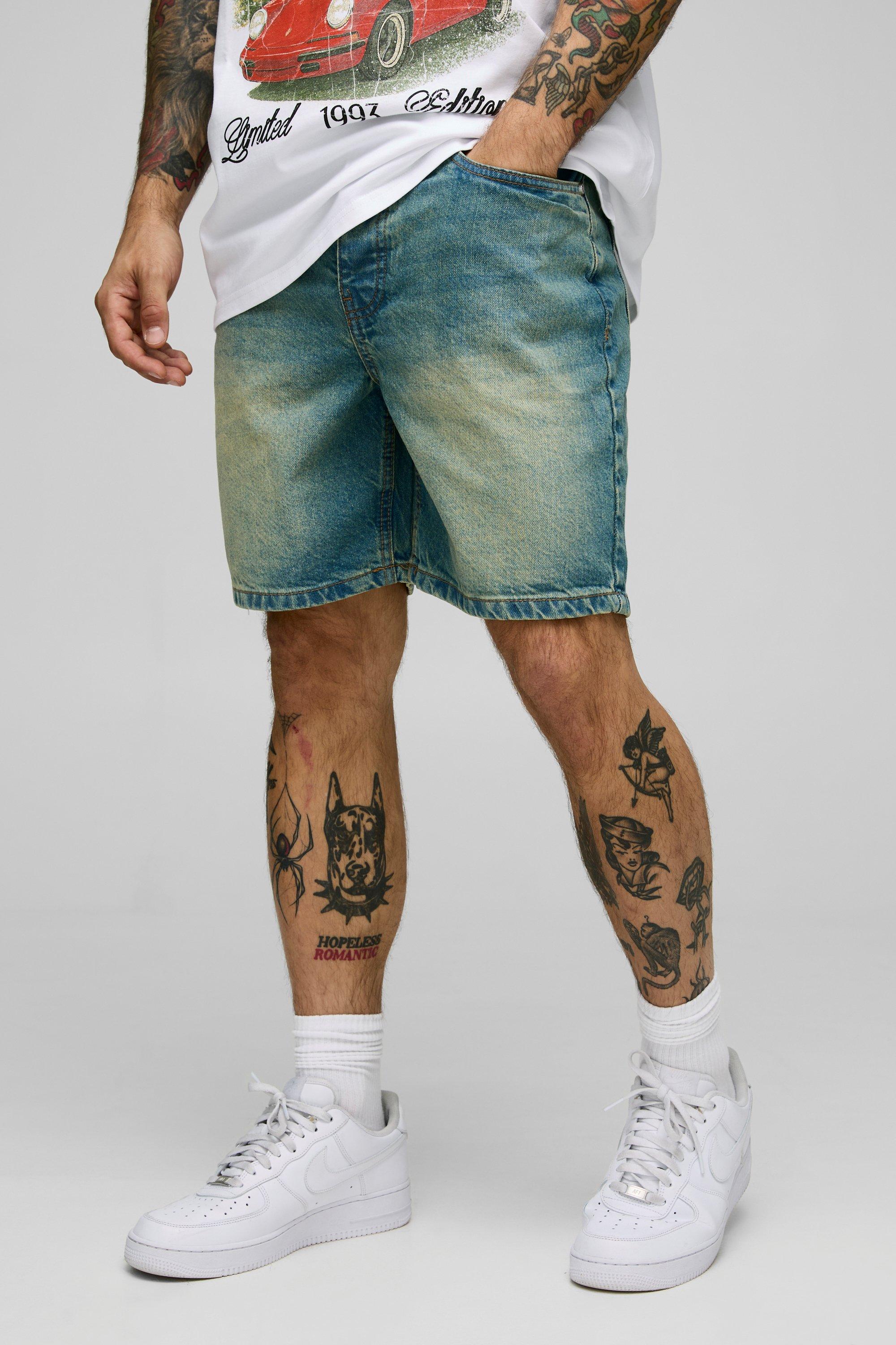 Image of Jeans Rilassati In Denim Rigido Blu Antico, Azzurro