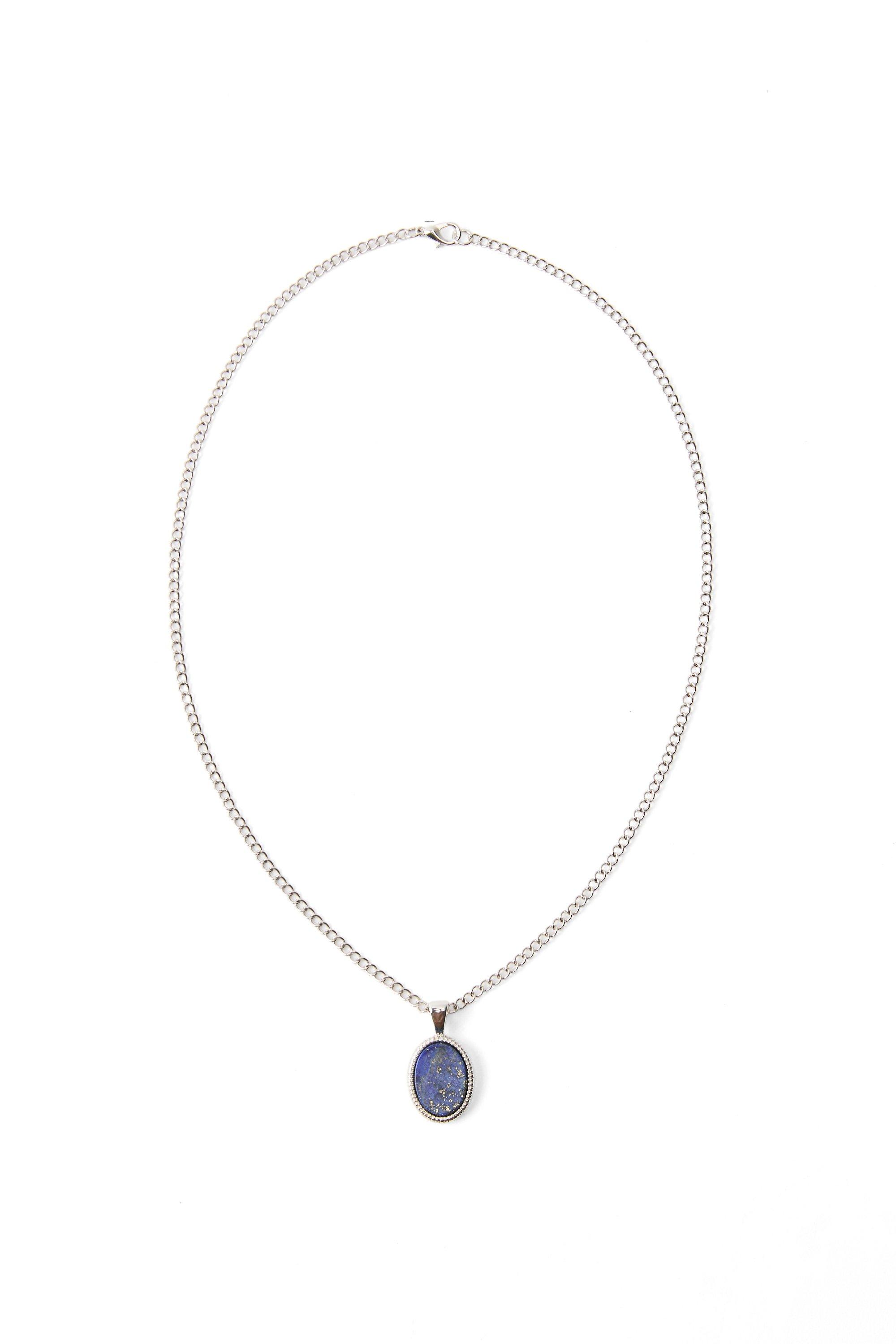 Collana in argento con pendente a forma di gemma, Grigio