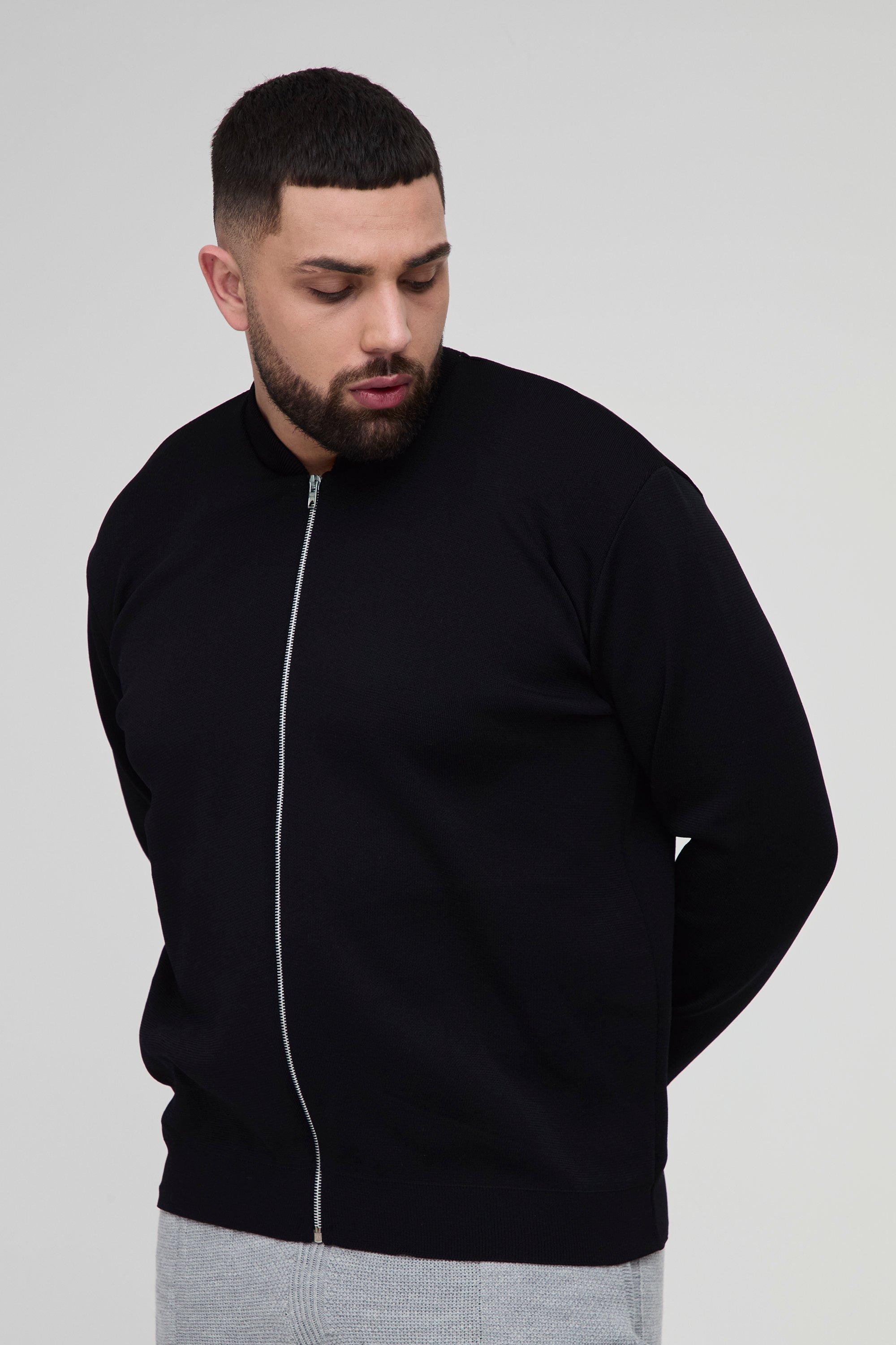 Giacca Bomber Smart Plus Size in maglia, Nero
