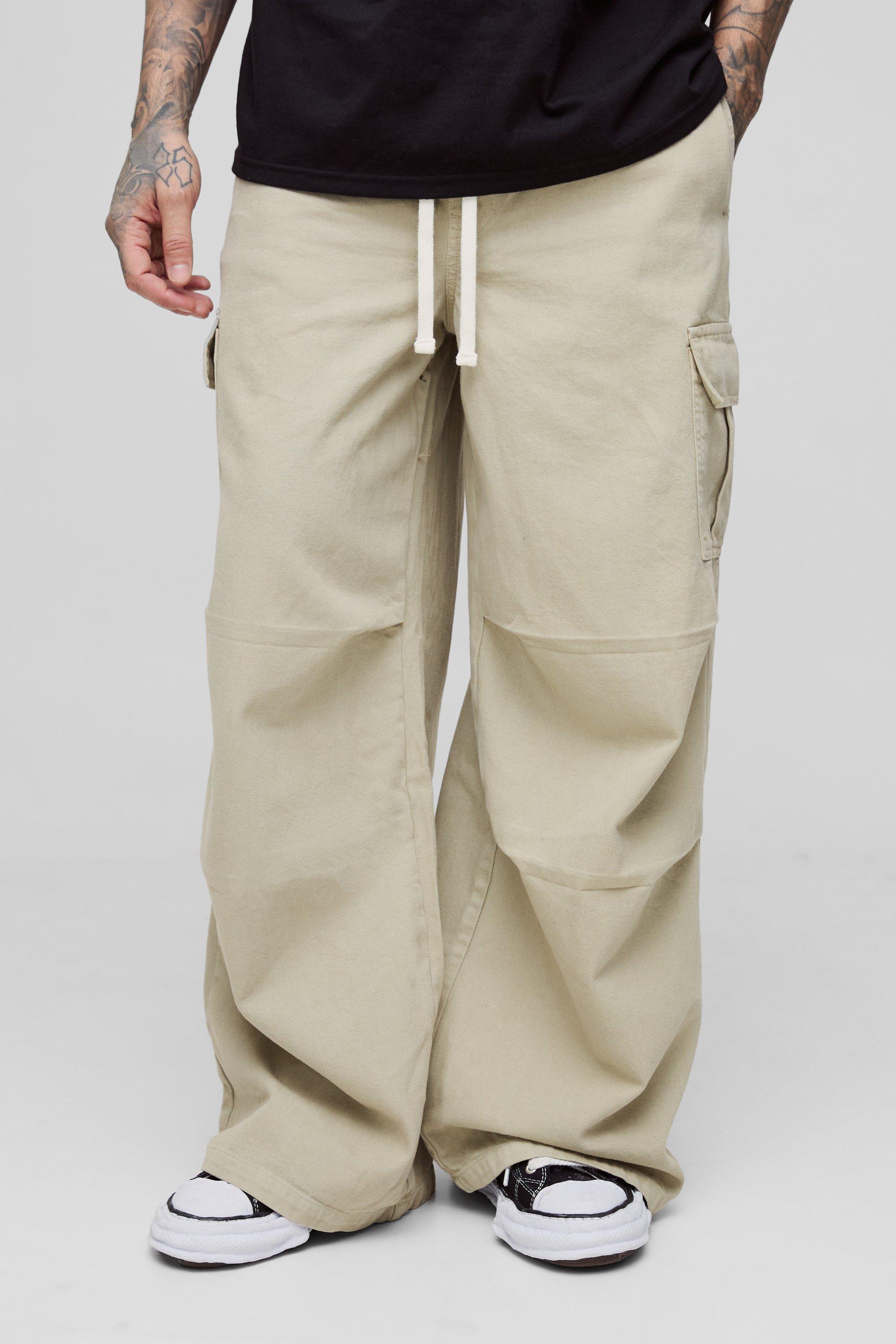 Boohoo Tall Extreem Baggy Cargo Broek, Stone