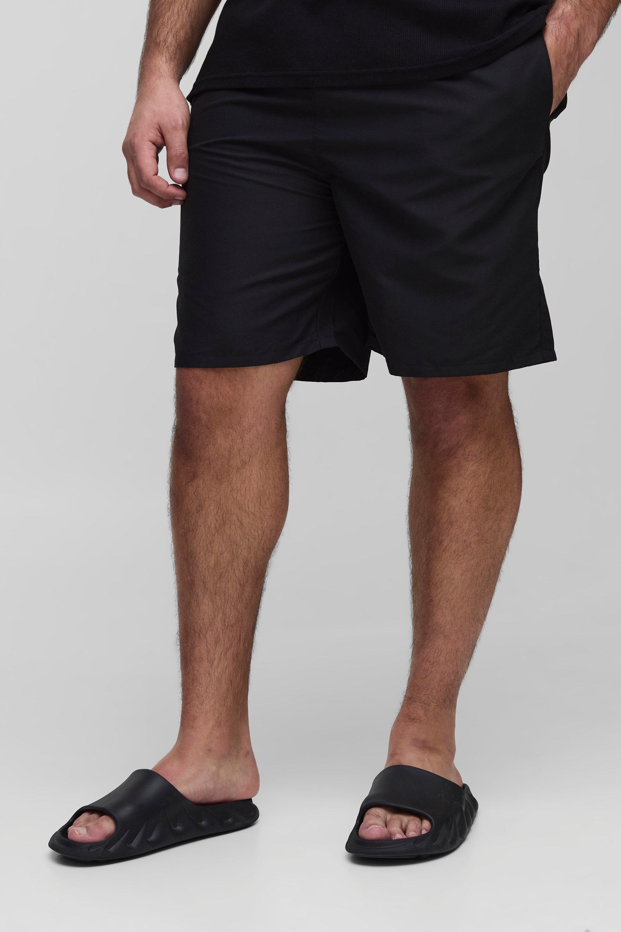 Mens Black Plus Long Length Swim Shorts, Black