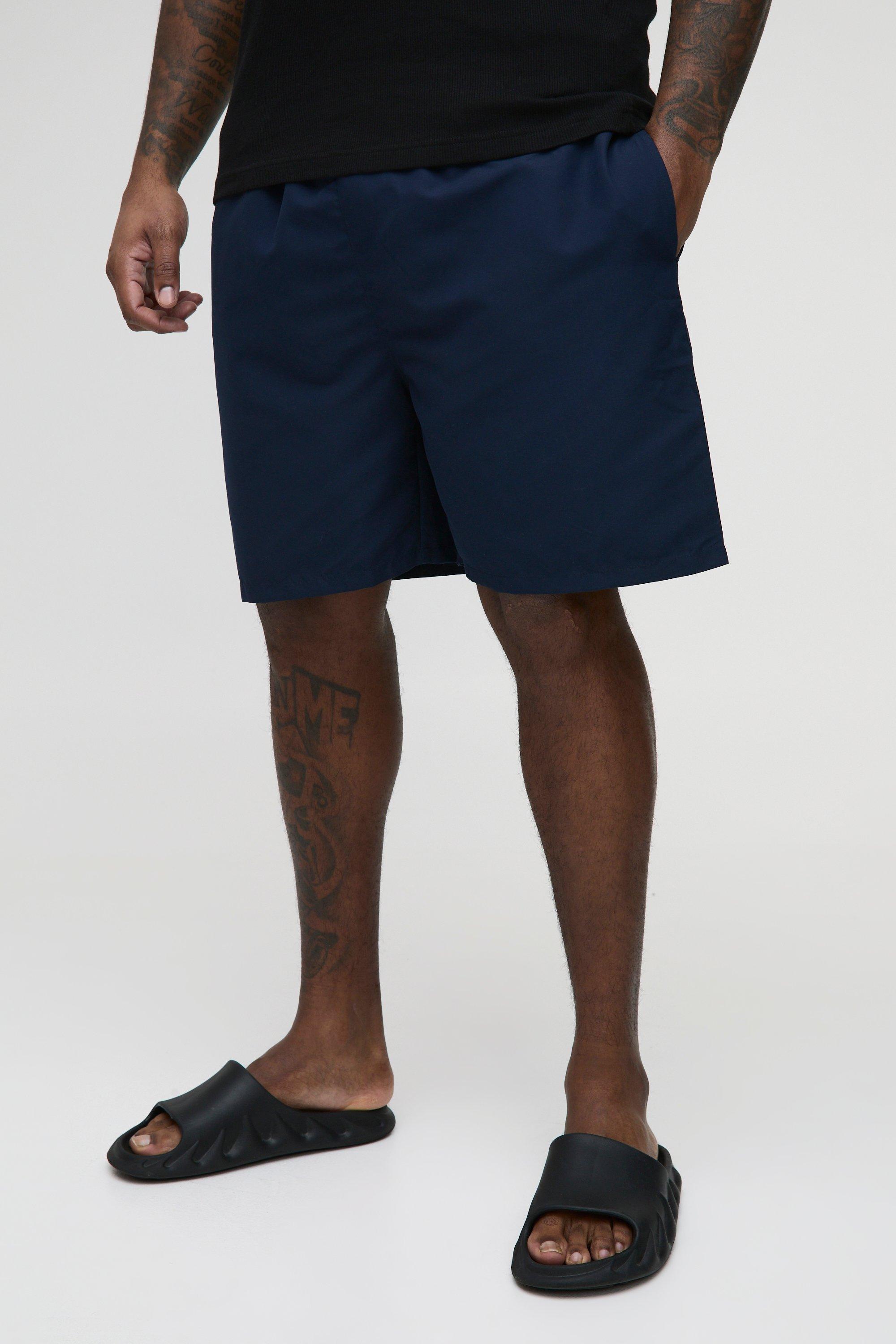 Mens Navy Plus Mid Length Swim Shorts, Navy