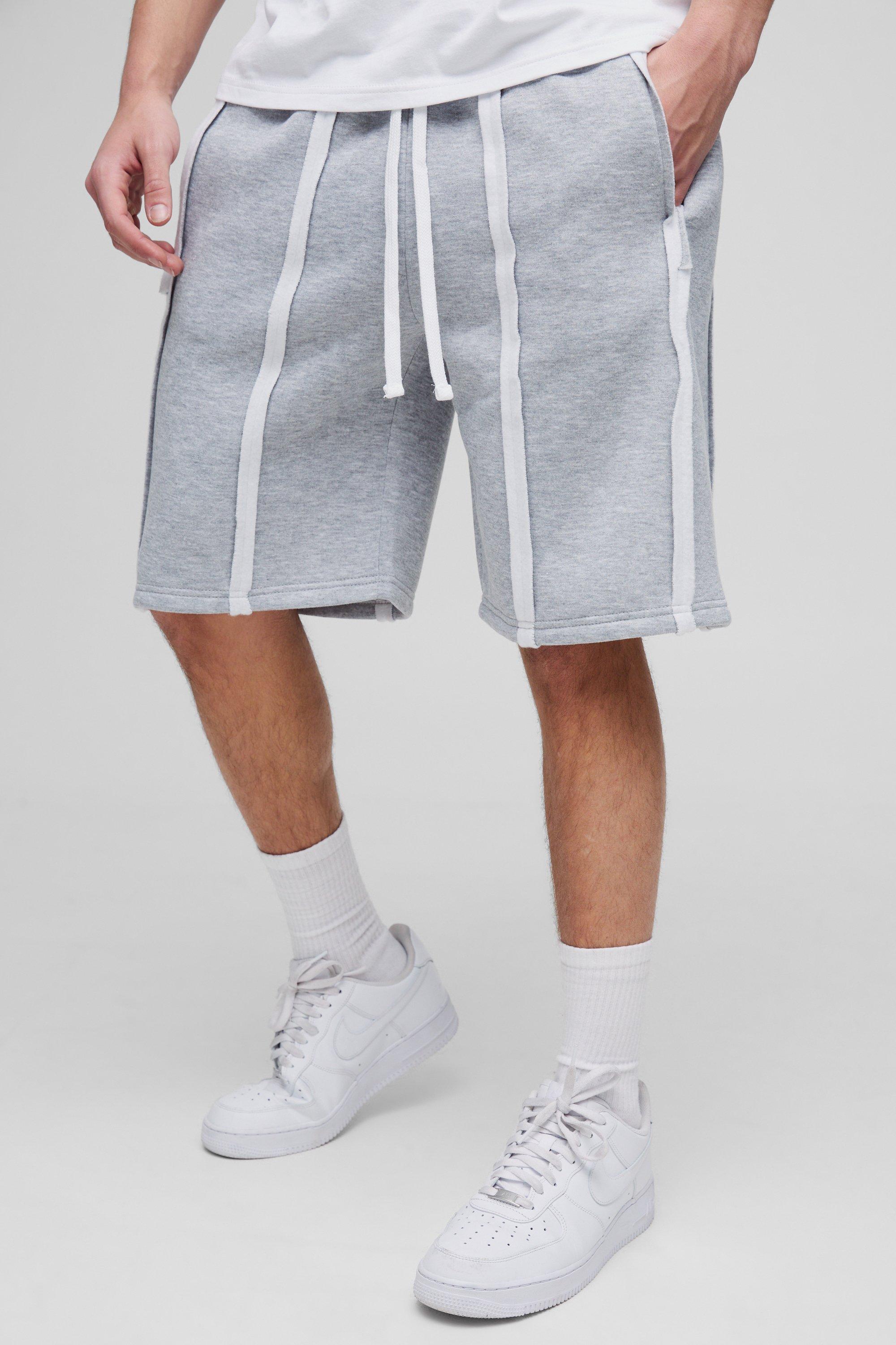 Mens Grey Oversized Exposed Seam Short, Grey