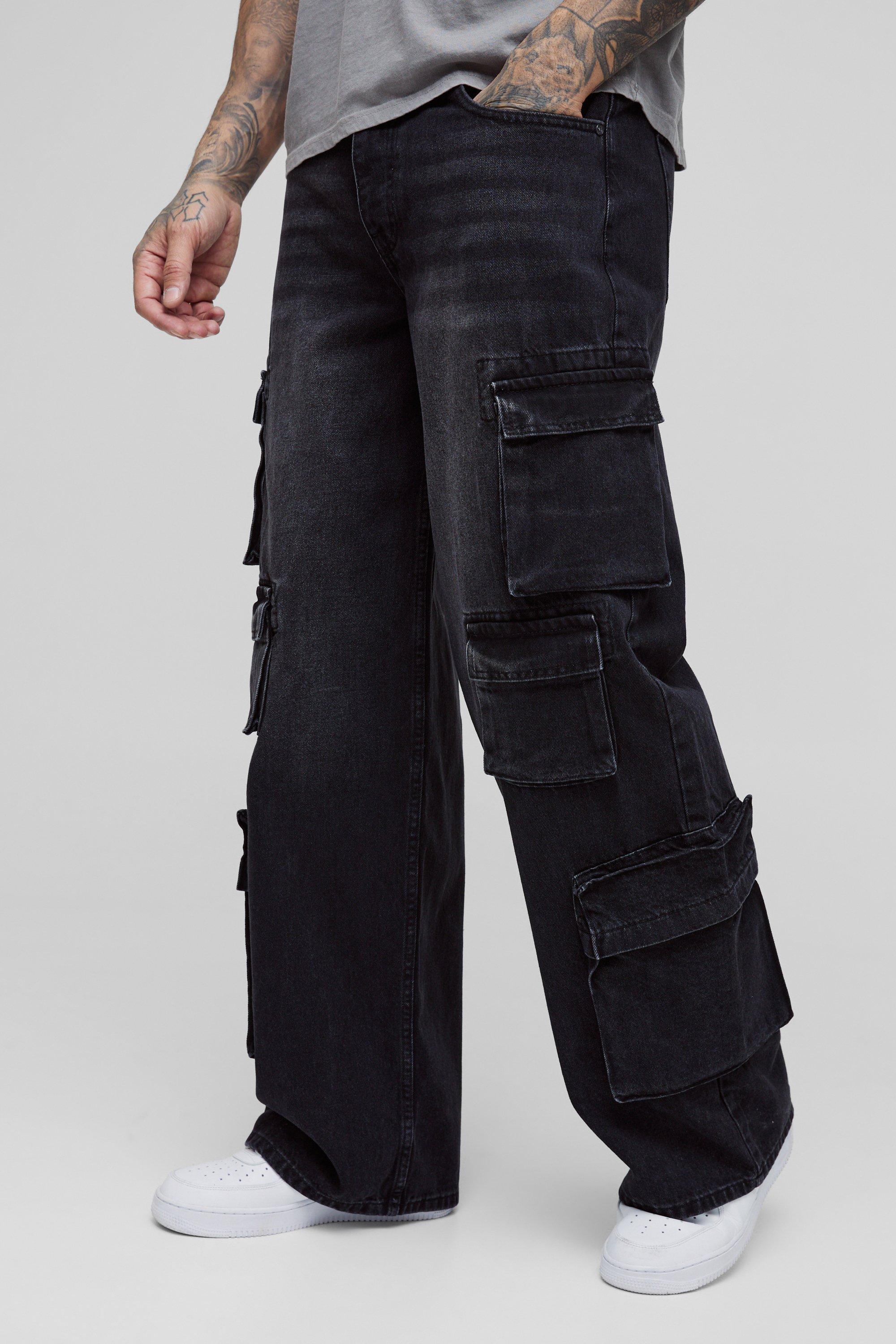 Jeans a zampa Tall super extra comodi stile Cargo, Nero