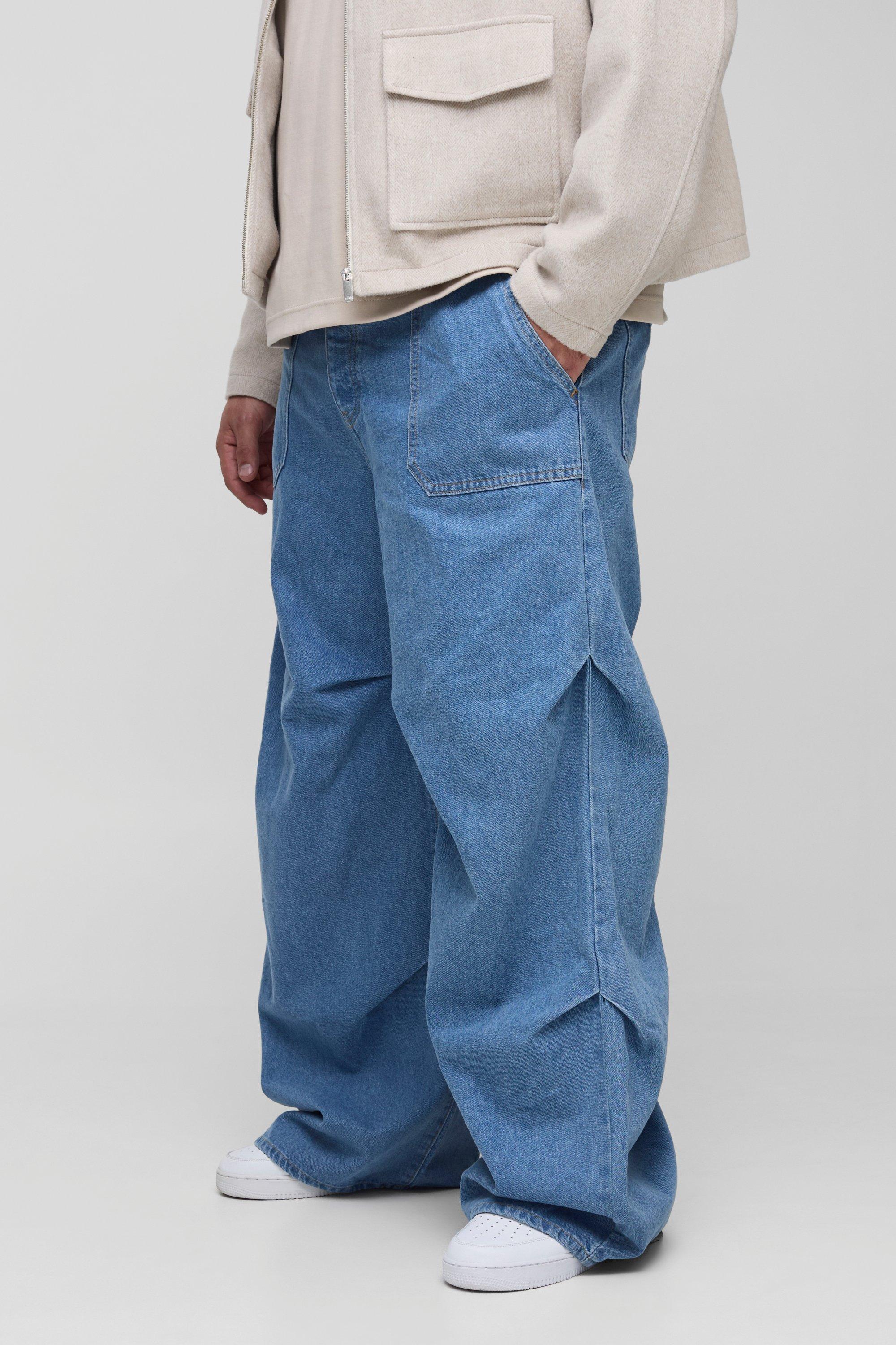 Jeans extra comodi con ruches, Grigio