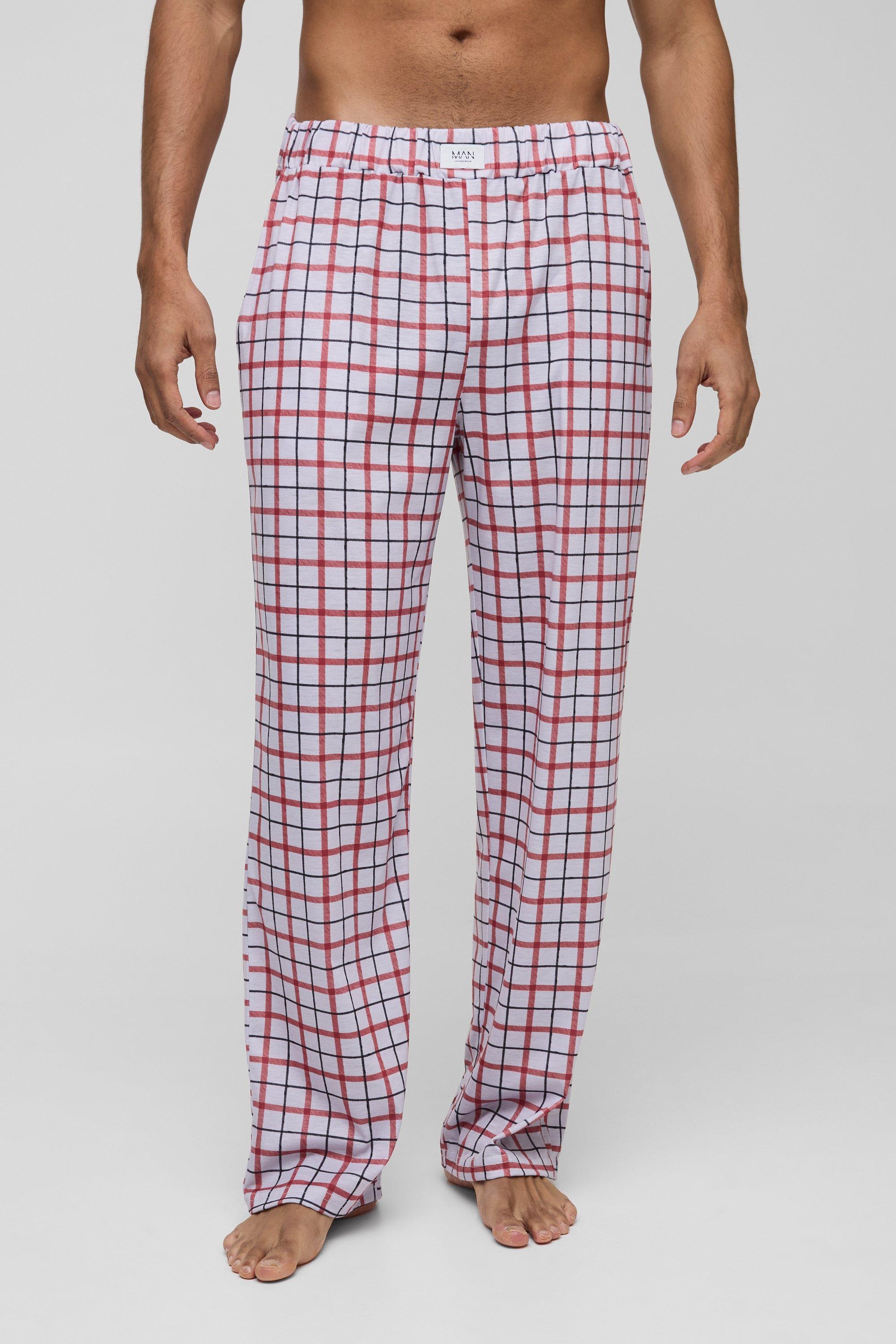 Pantaloni tuta rilassati da casa a quadri, Pink