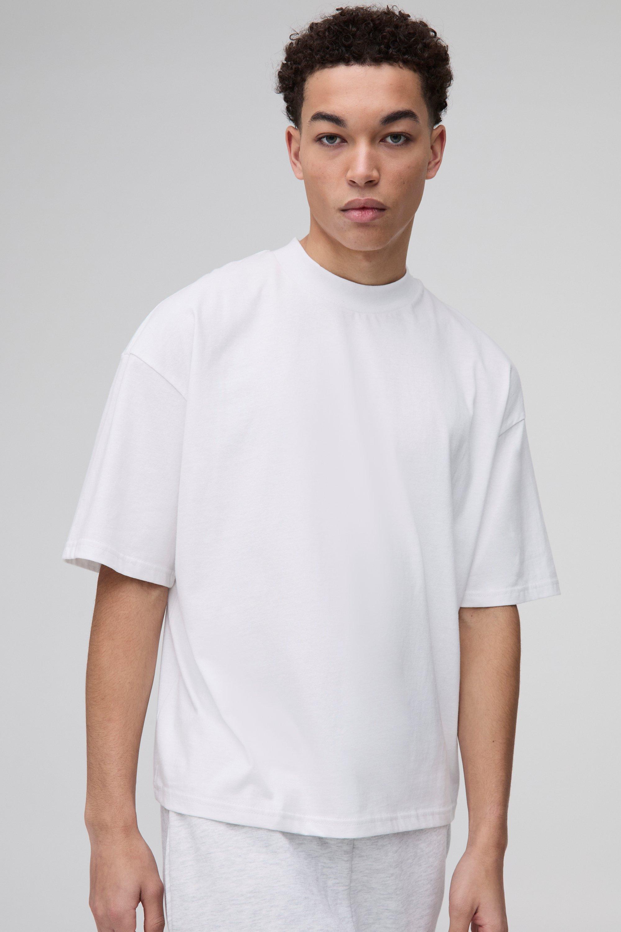 Image of T-shirt squadrata oversize pesante, Bianco