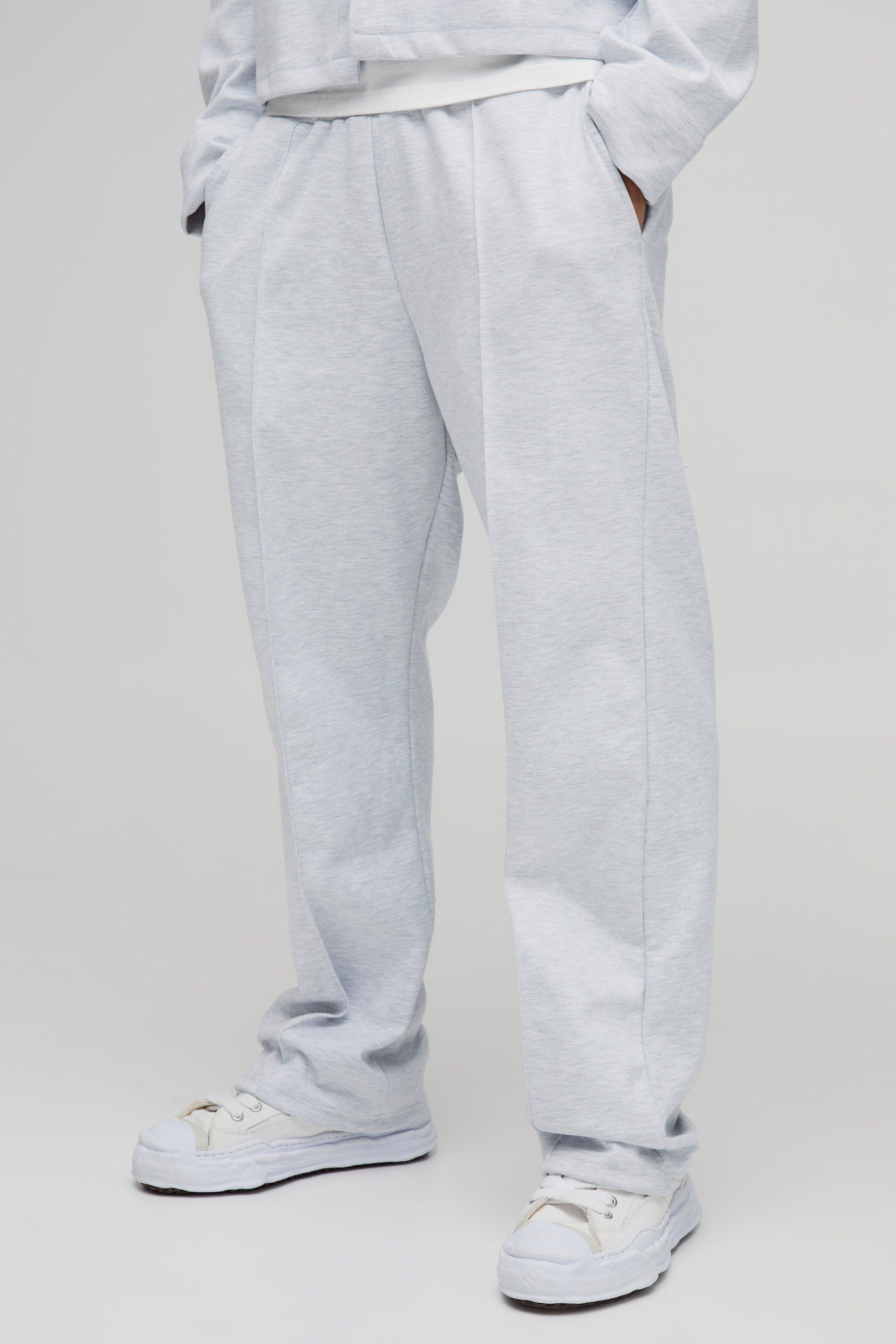 Pantaloni dritti in Scuba con nervature frontali, Grigio