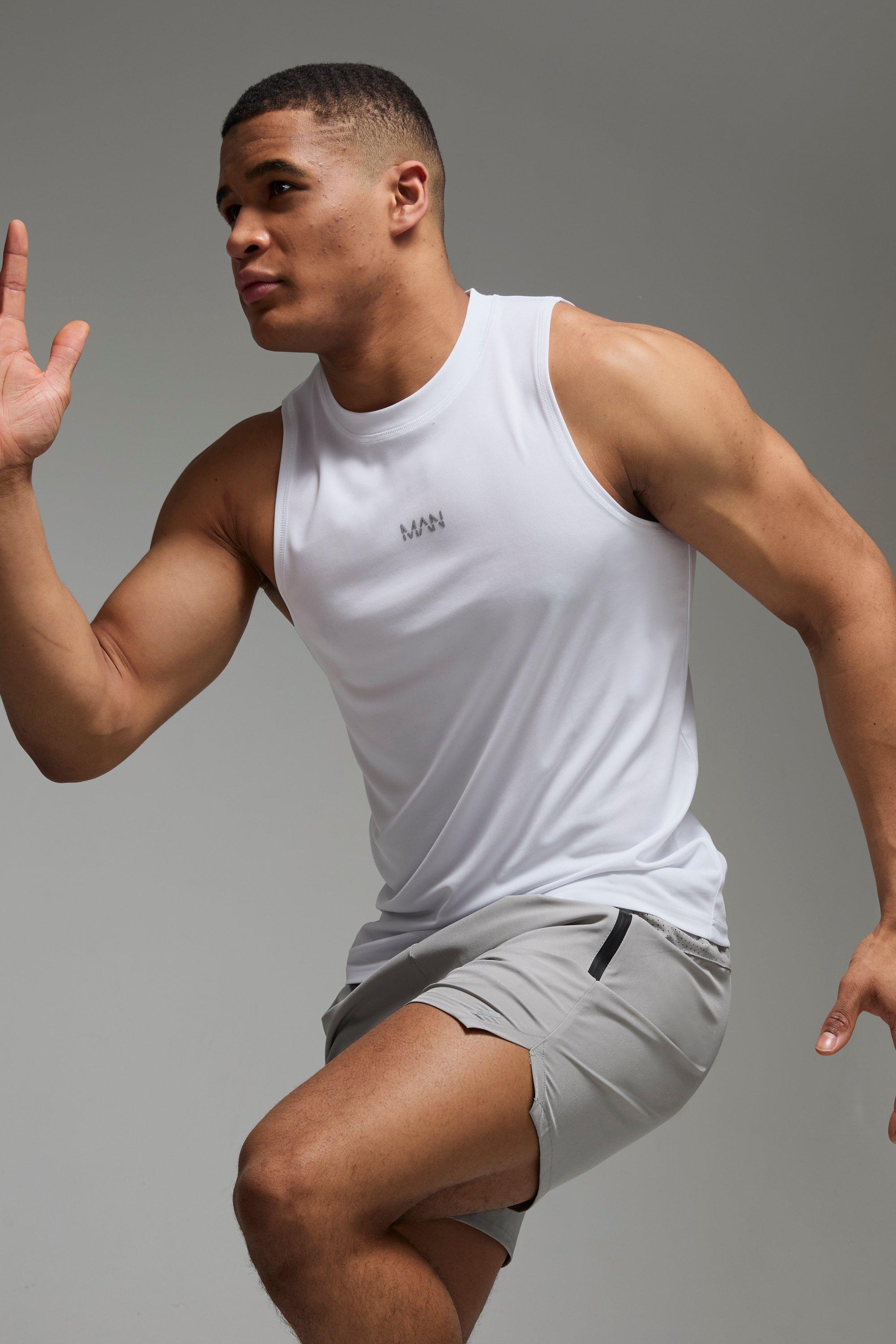 Canotta Man Active Hybrid in rete, Bianco