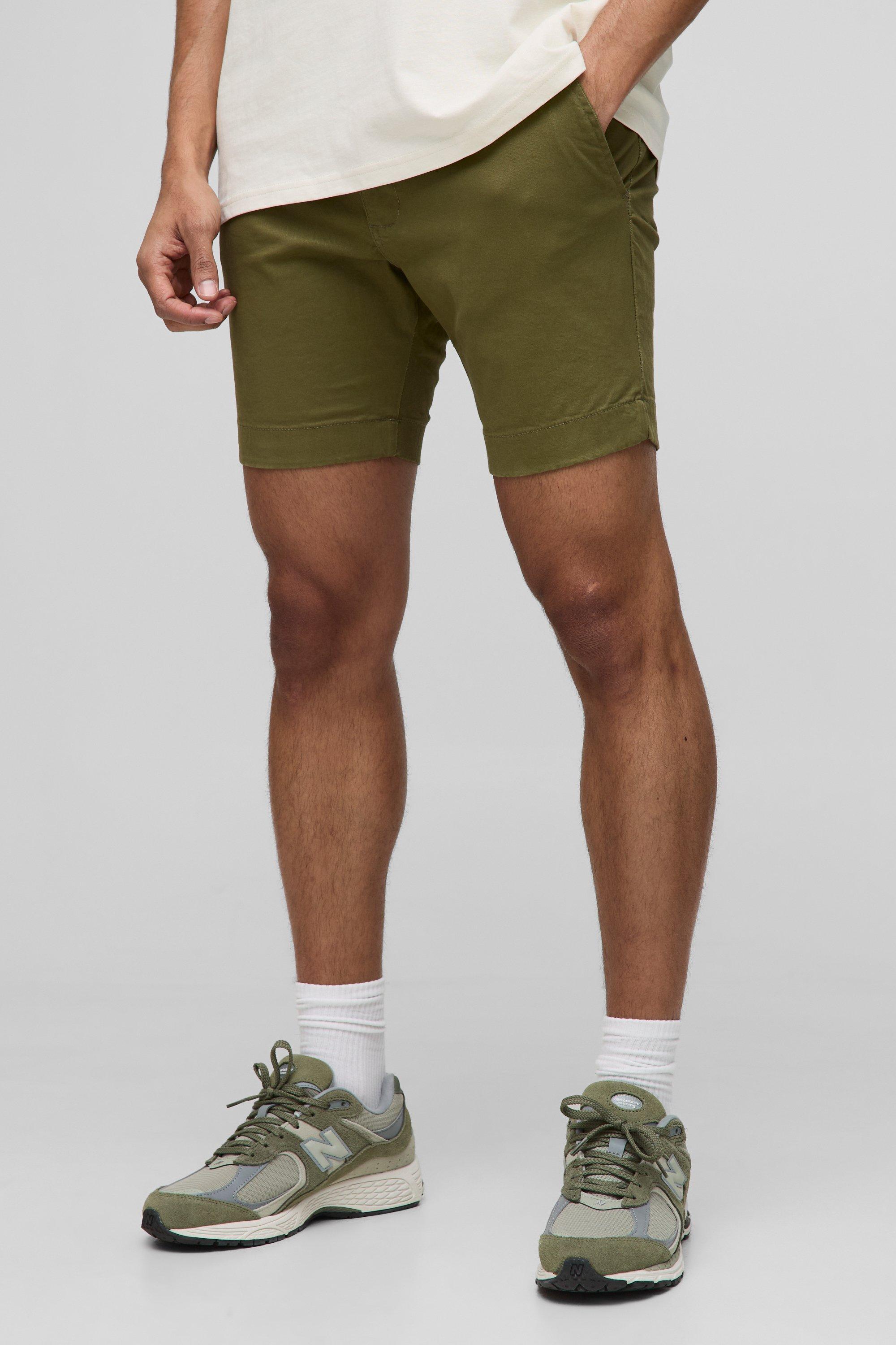 Skinny Fit Chino Shorts in Khaki