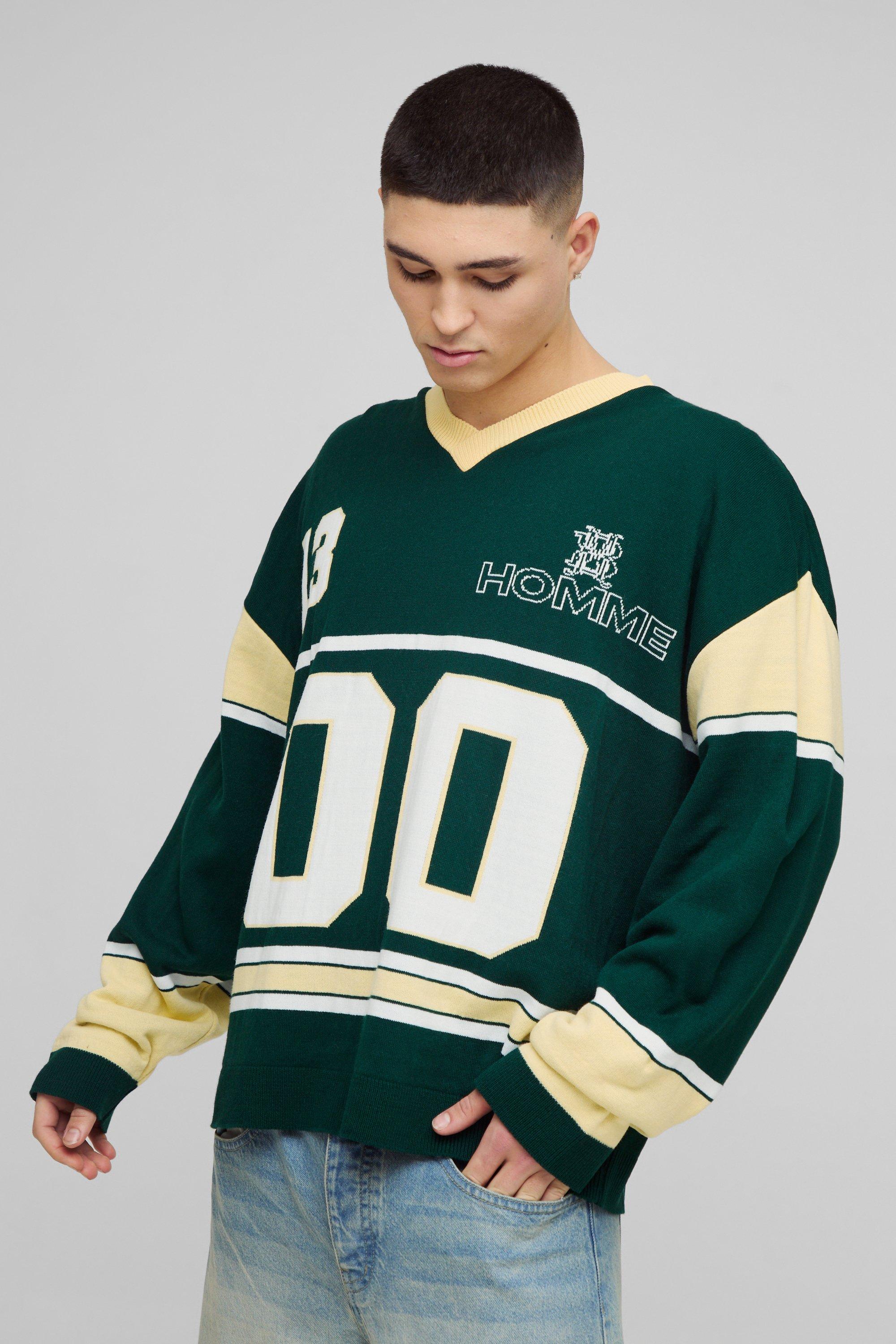 Top da Hockey oversize in maglia stile college, Verde