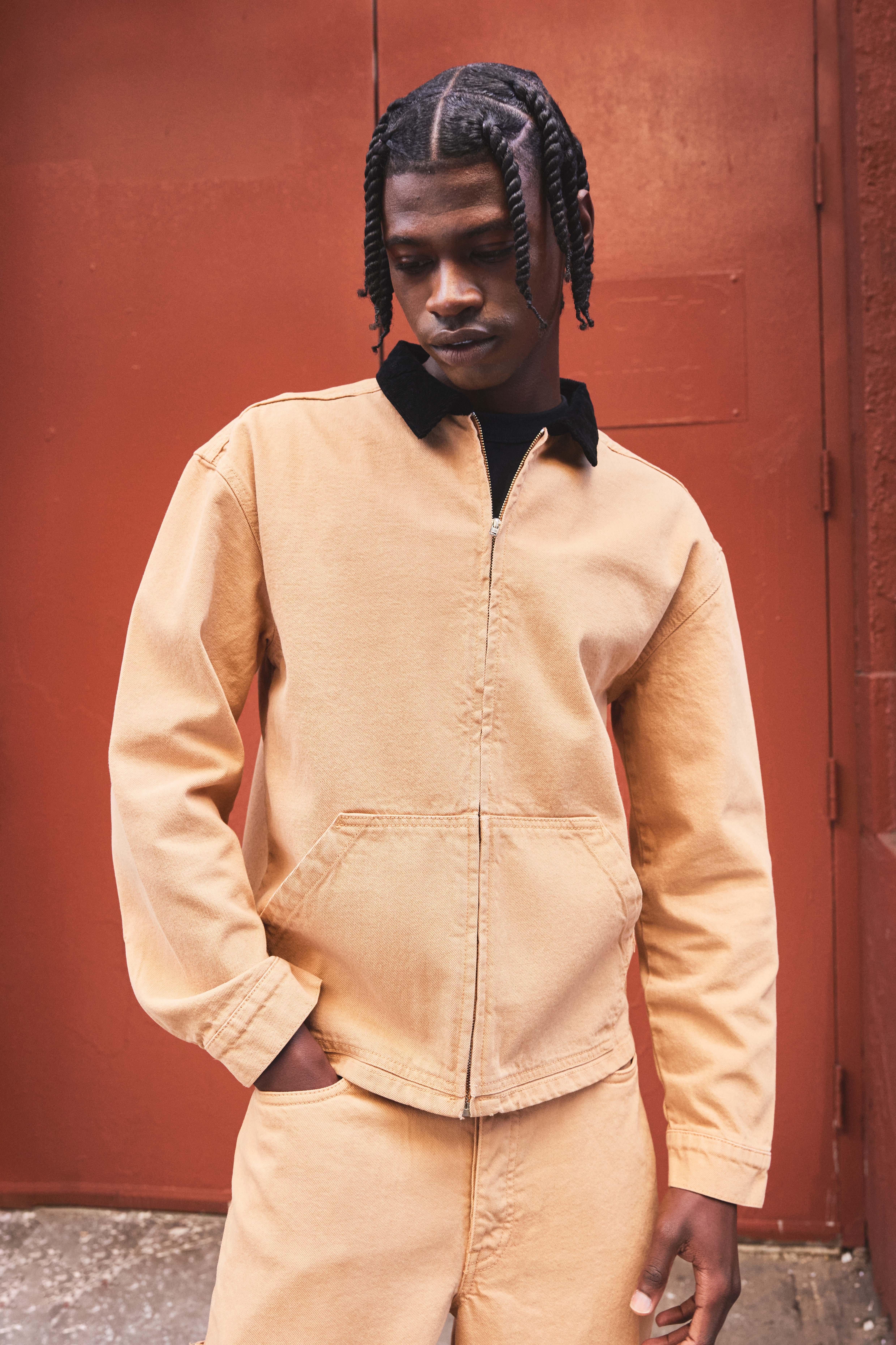 Mens Beige Regular Twill Overshirt, Beige