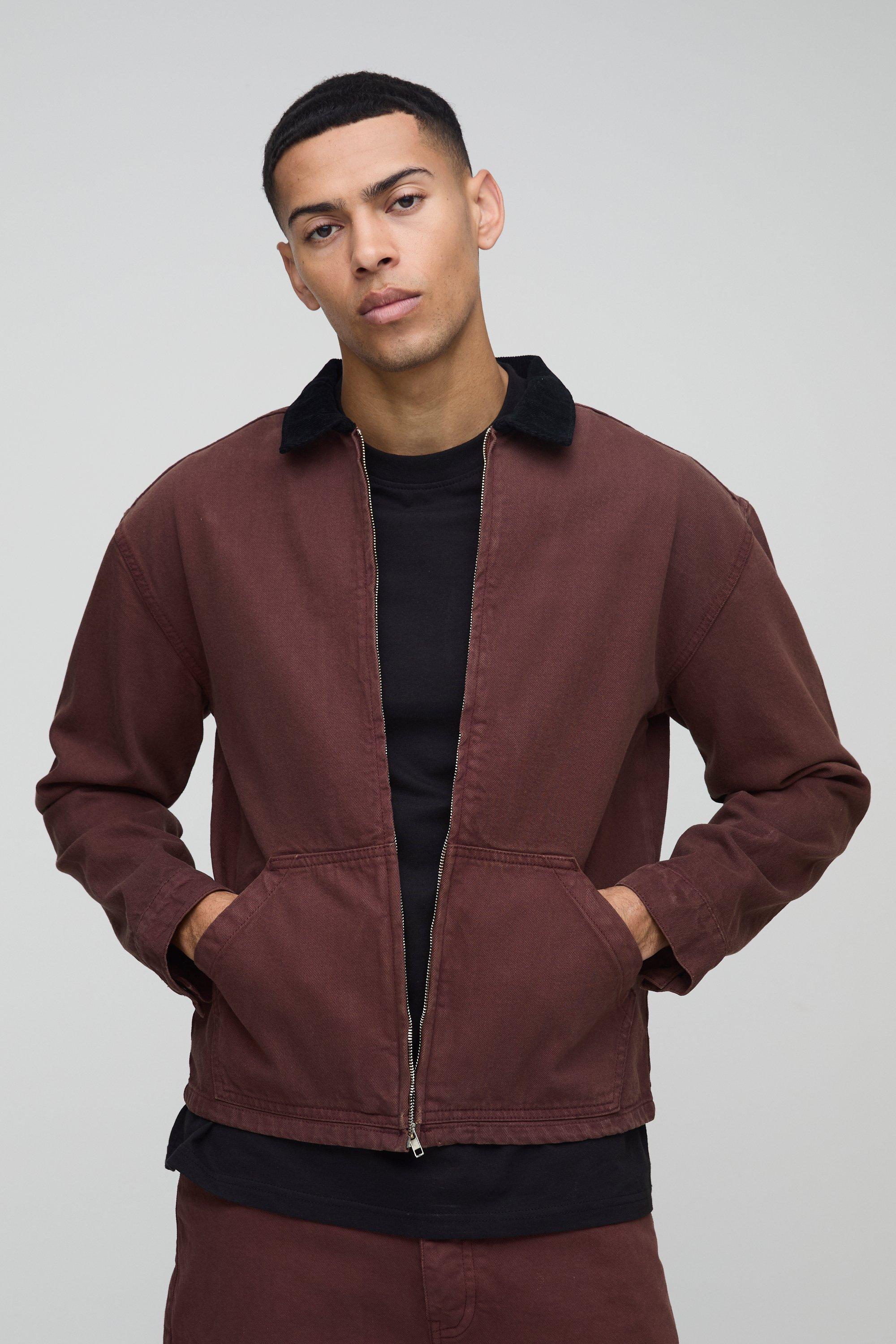 Mens Brown Regular Twill Jacket, Brown